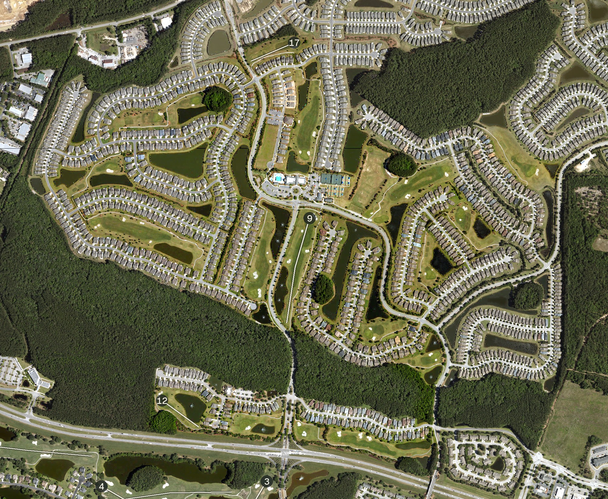 Aerial view of Sun City - Argent Lakes Golf Course, SC