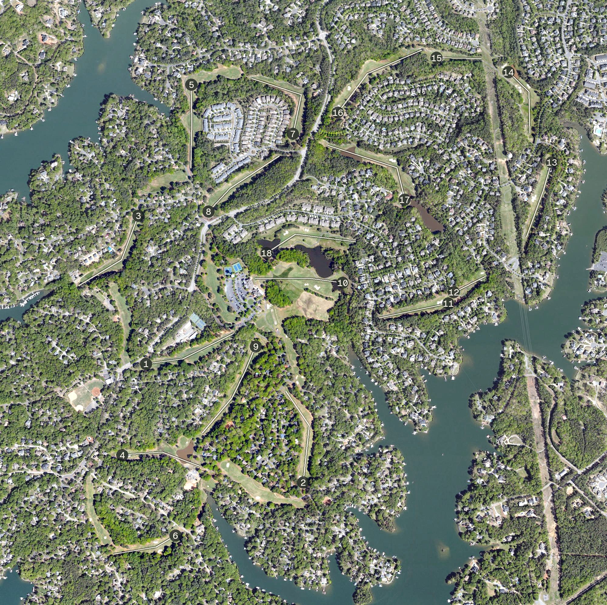Aerial view of Tega Cay Golf Club, SC