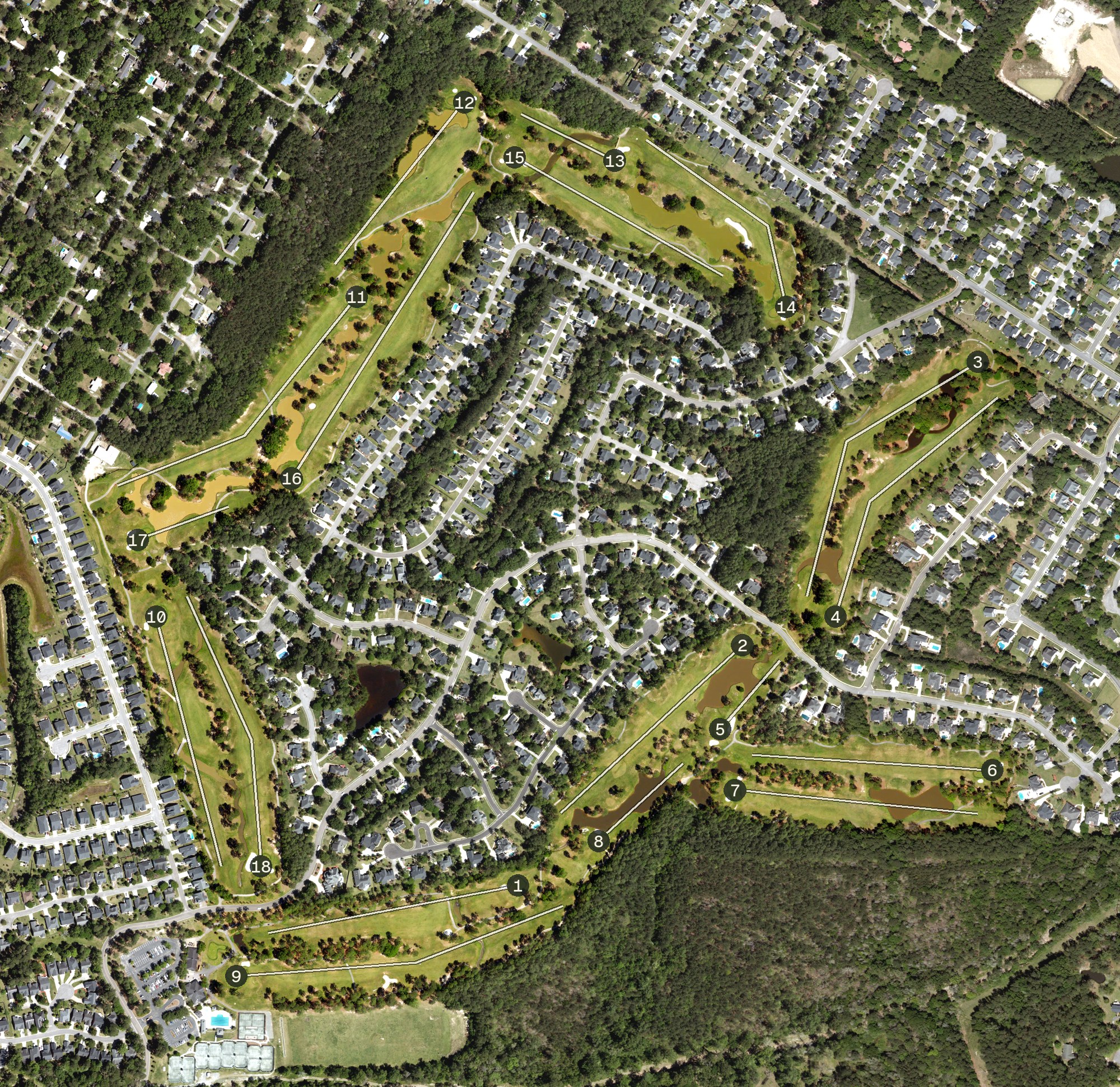 Aerial view of The Club at Pine Forest, SC
