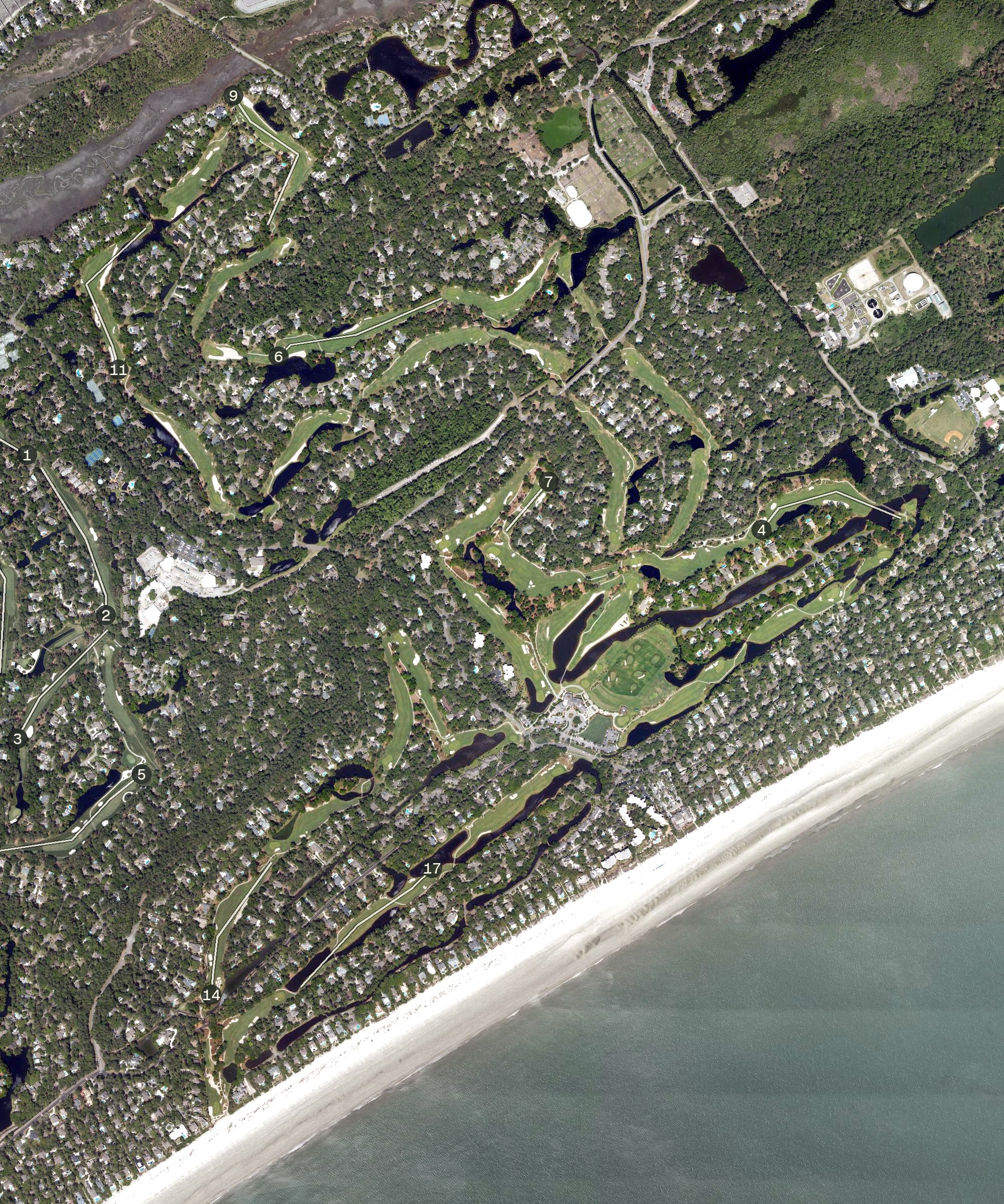 Aerial view of The Sea Pines Resort, SC