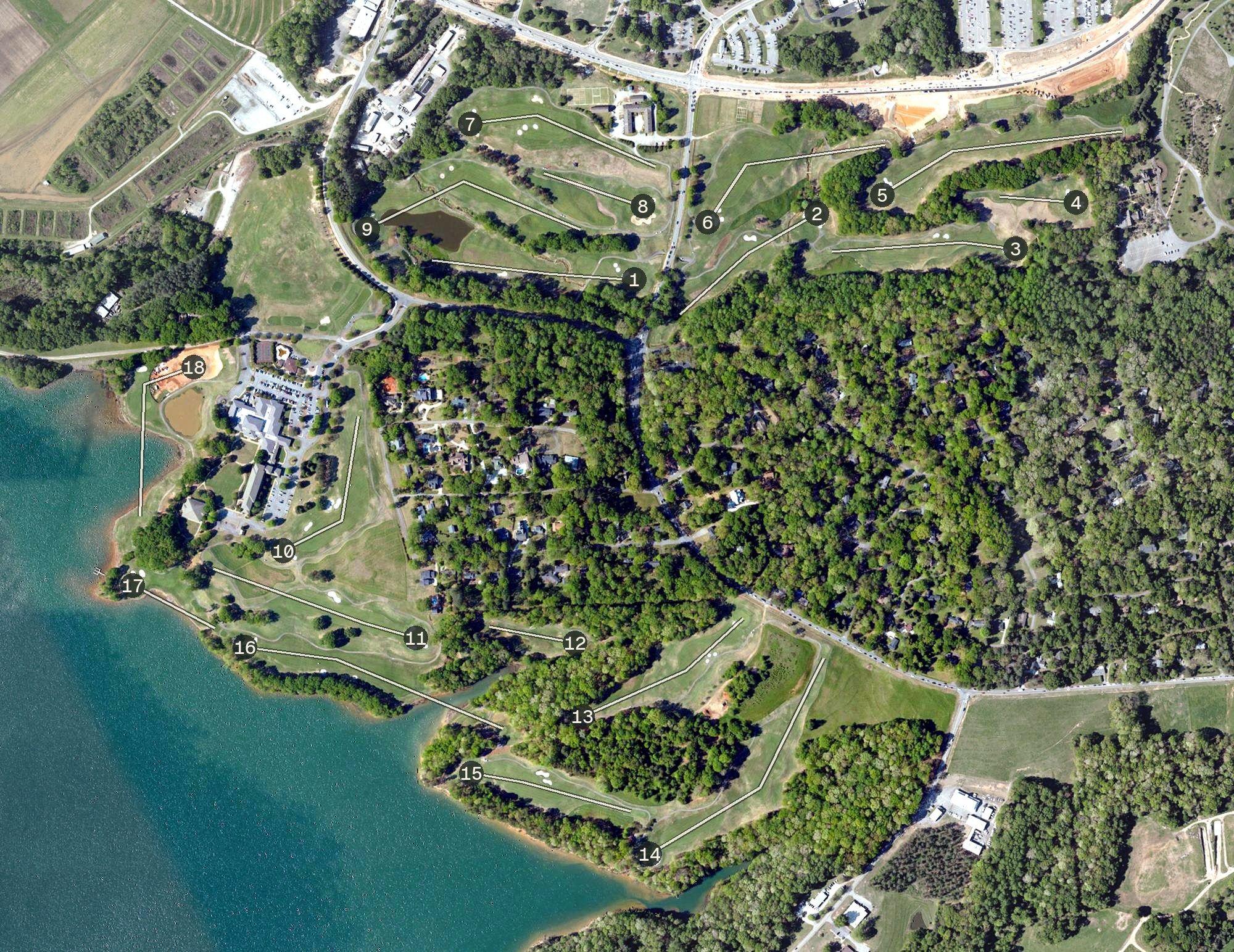 Aerial view of The Walker Course at Clemson University, SC