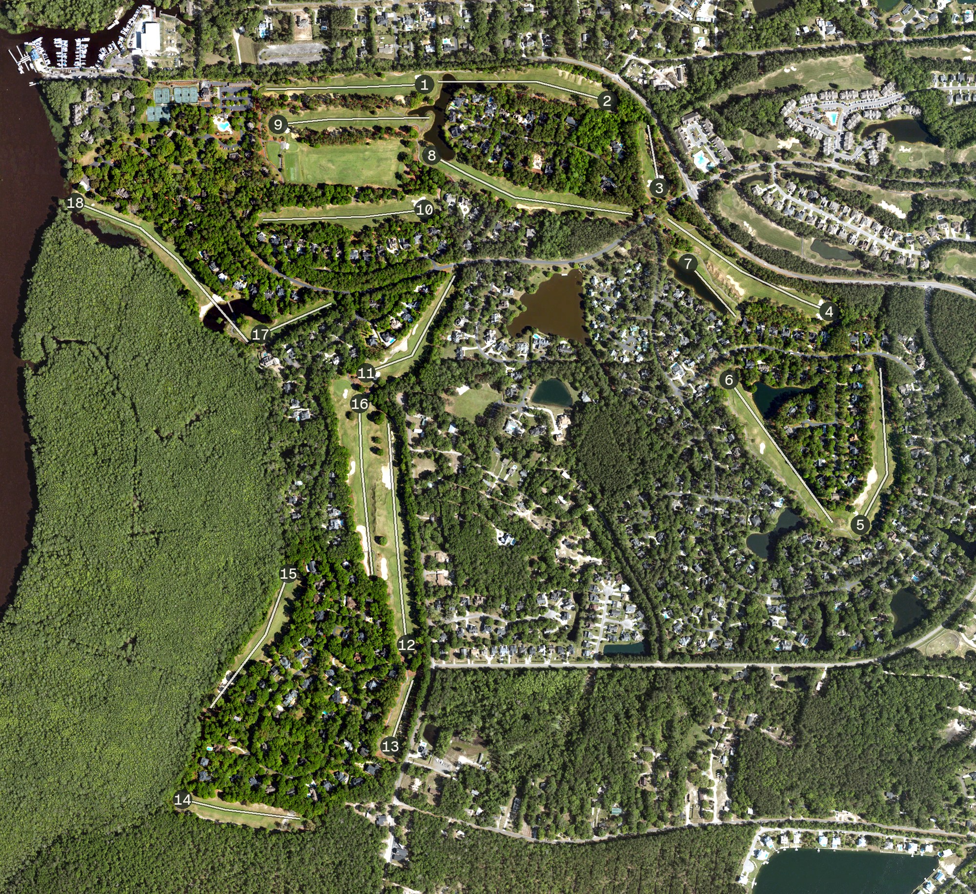Aerial view of Wachesaw Plantation Club, SC