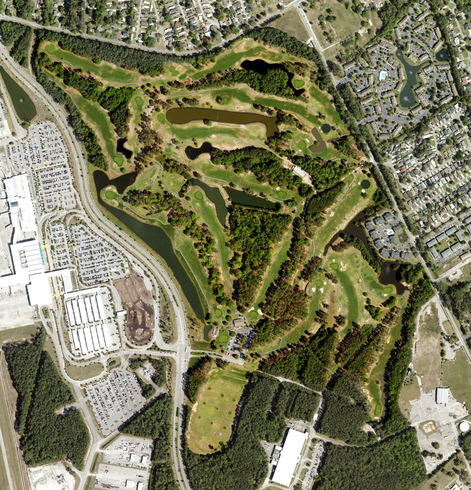 Aerial view of Whispering Pines Golf Course, SC
