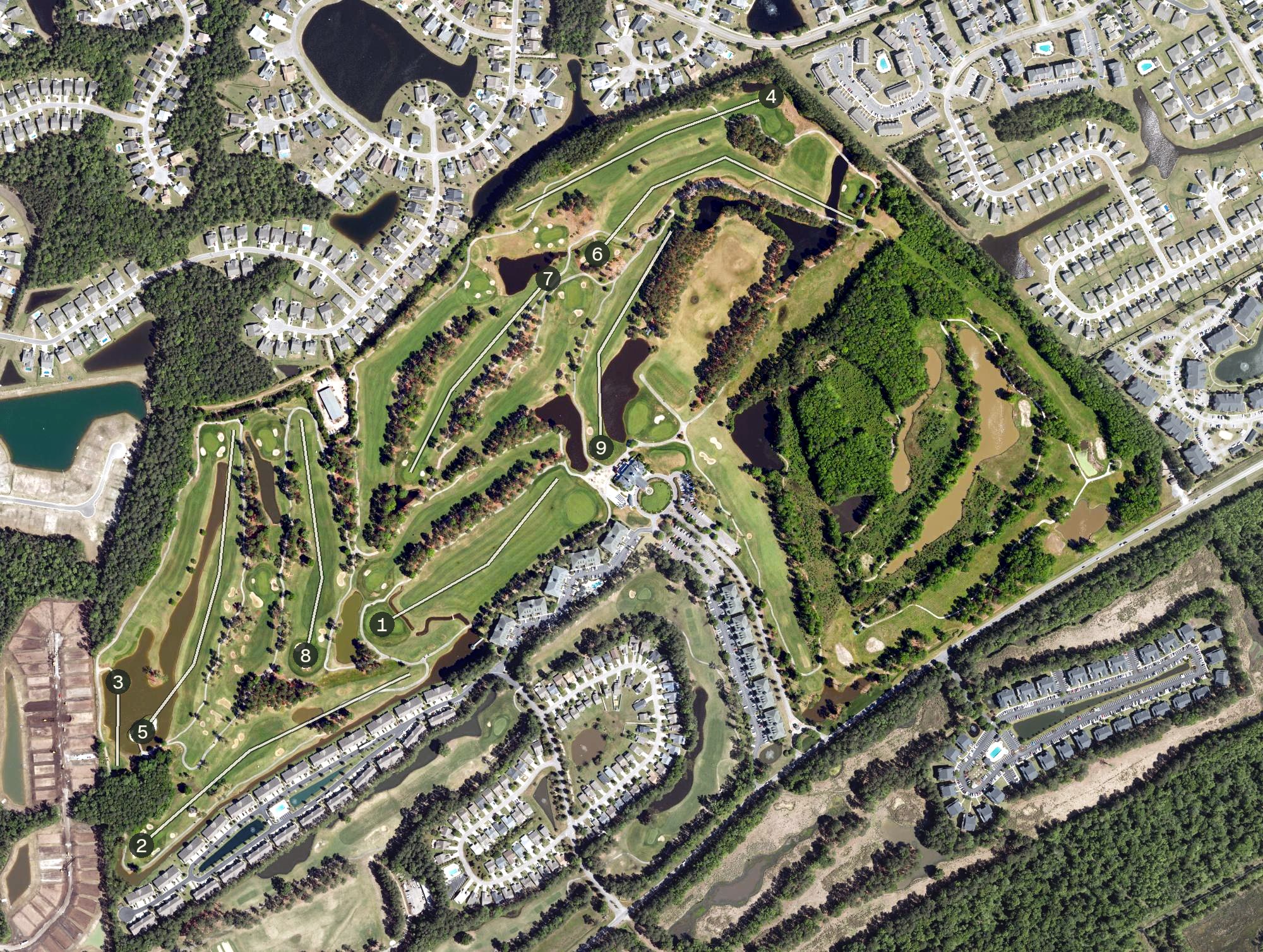 Aerial view of World Tour Golf Links, SC