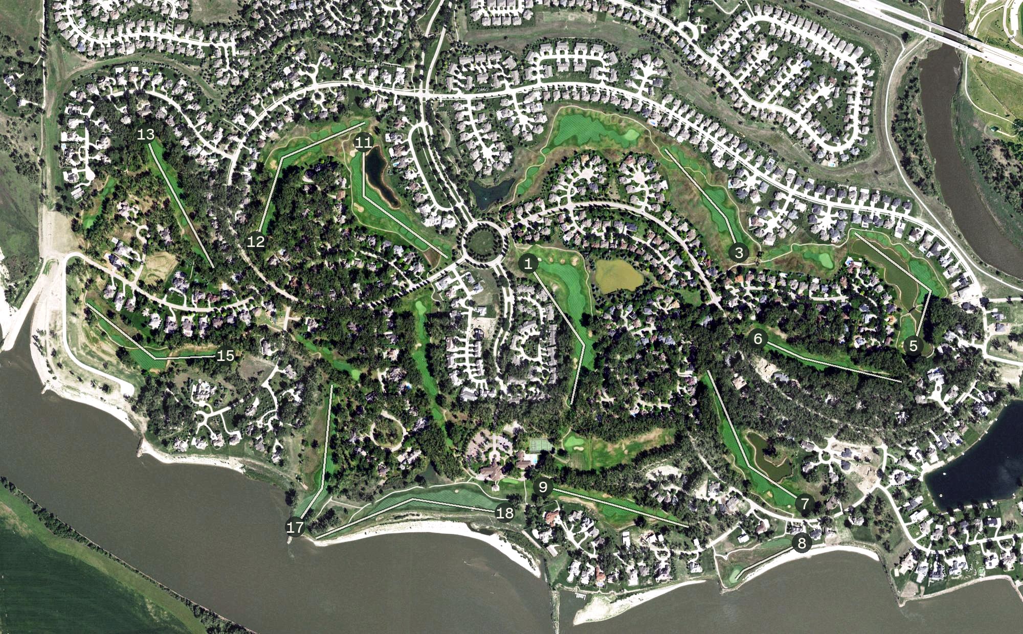 Aerial view of Dakota Dunes Country Club, SD