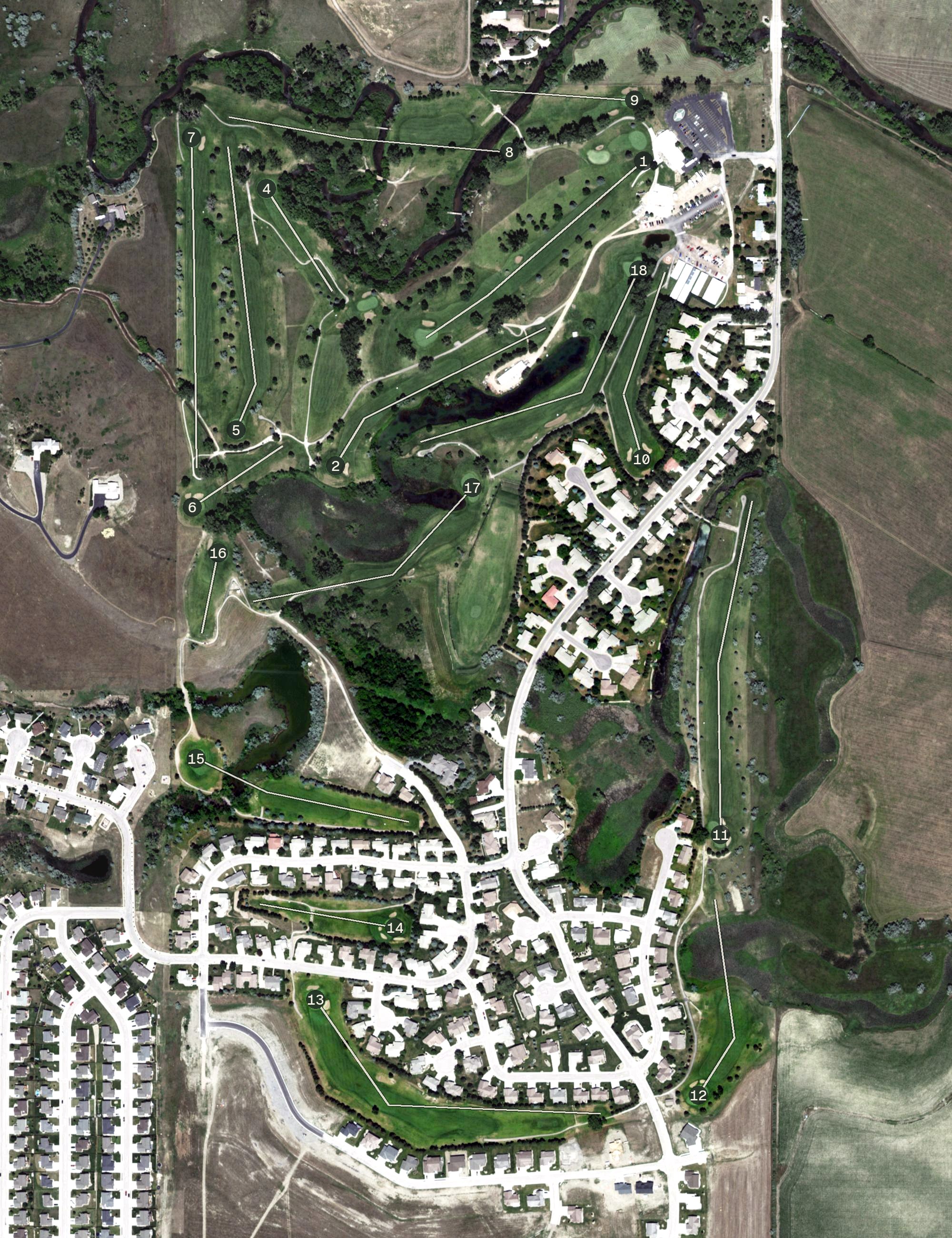 Aerial view of Elks Golf Course, SD