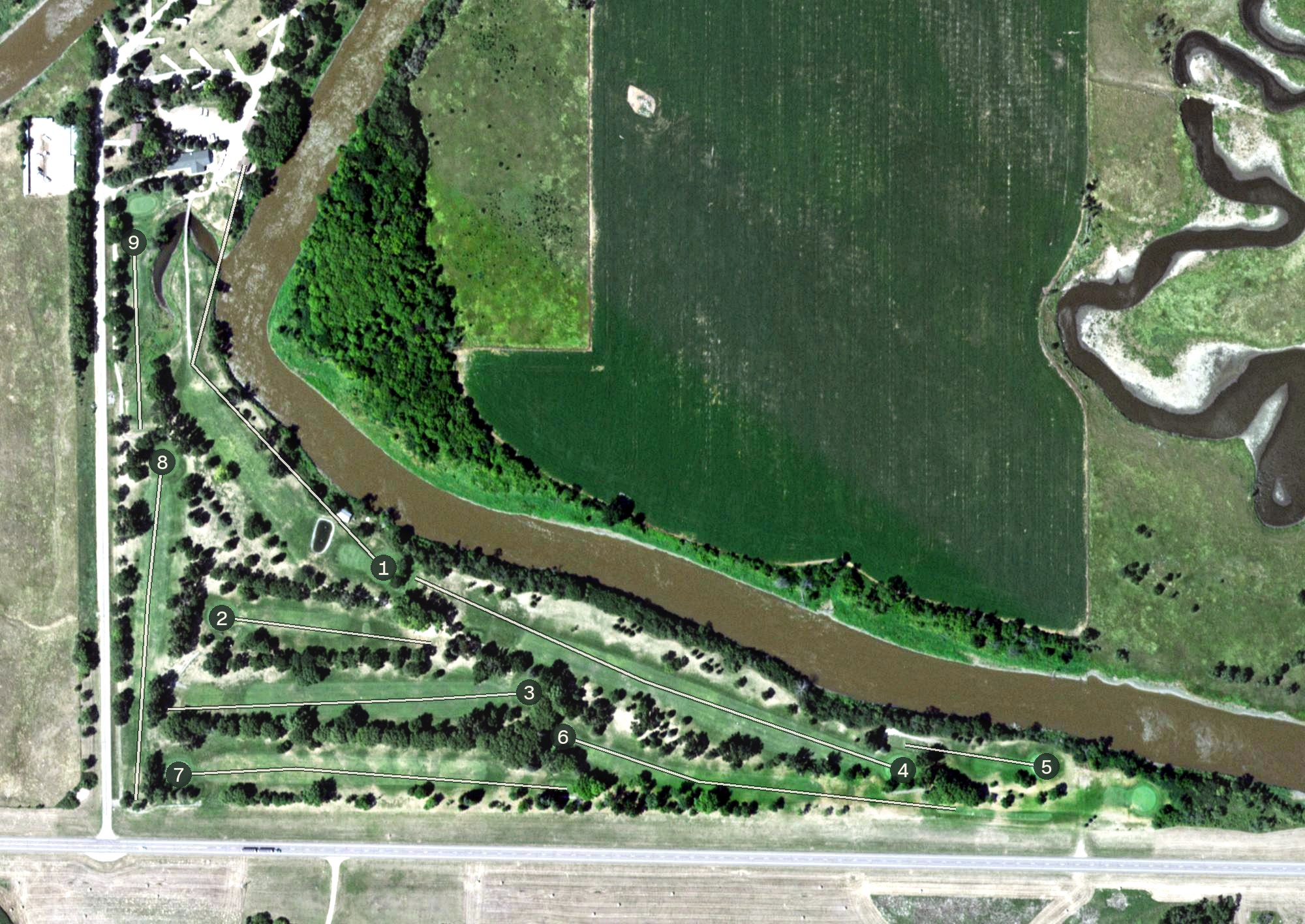 Aerial view of Fisher Grove Country Club, SD