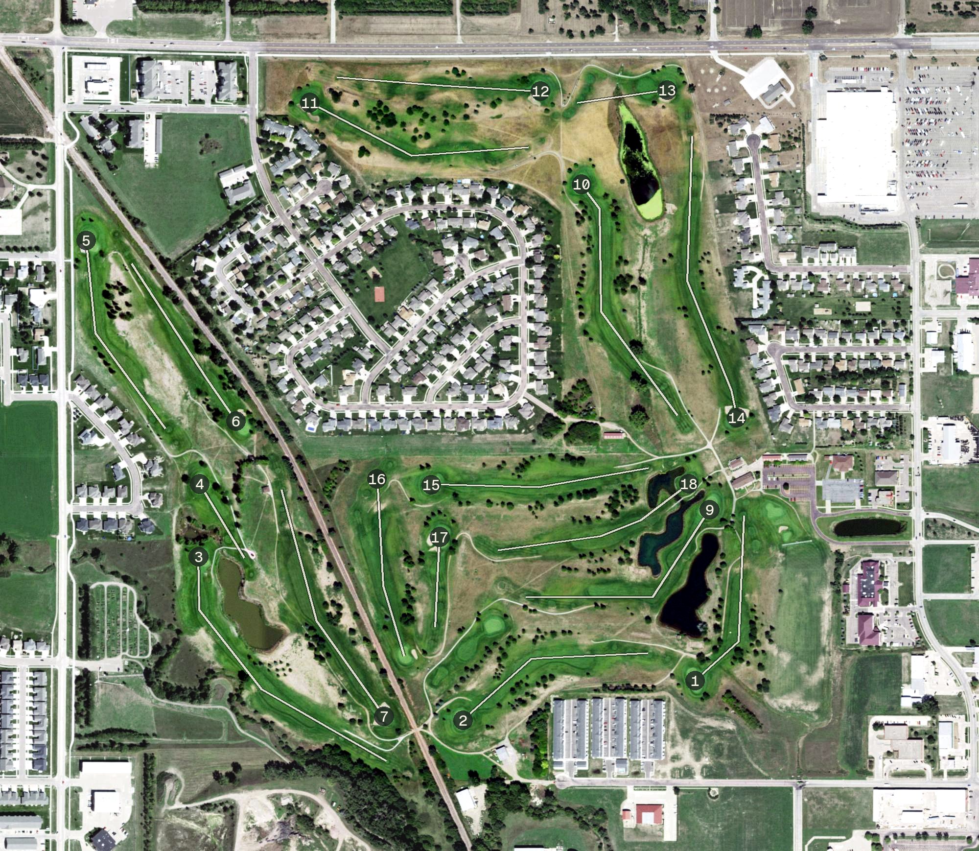 Aerial view of Fox Run Golf Course, SD