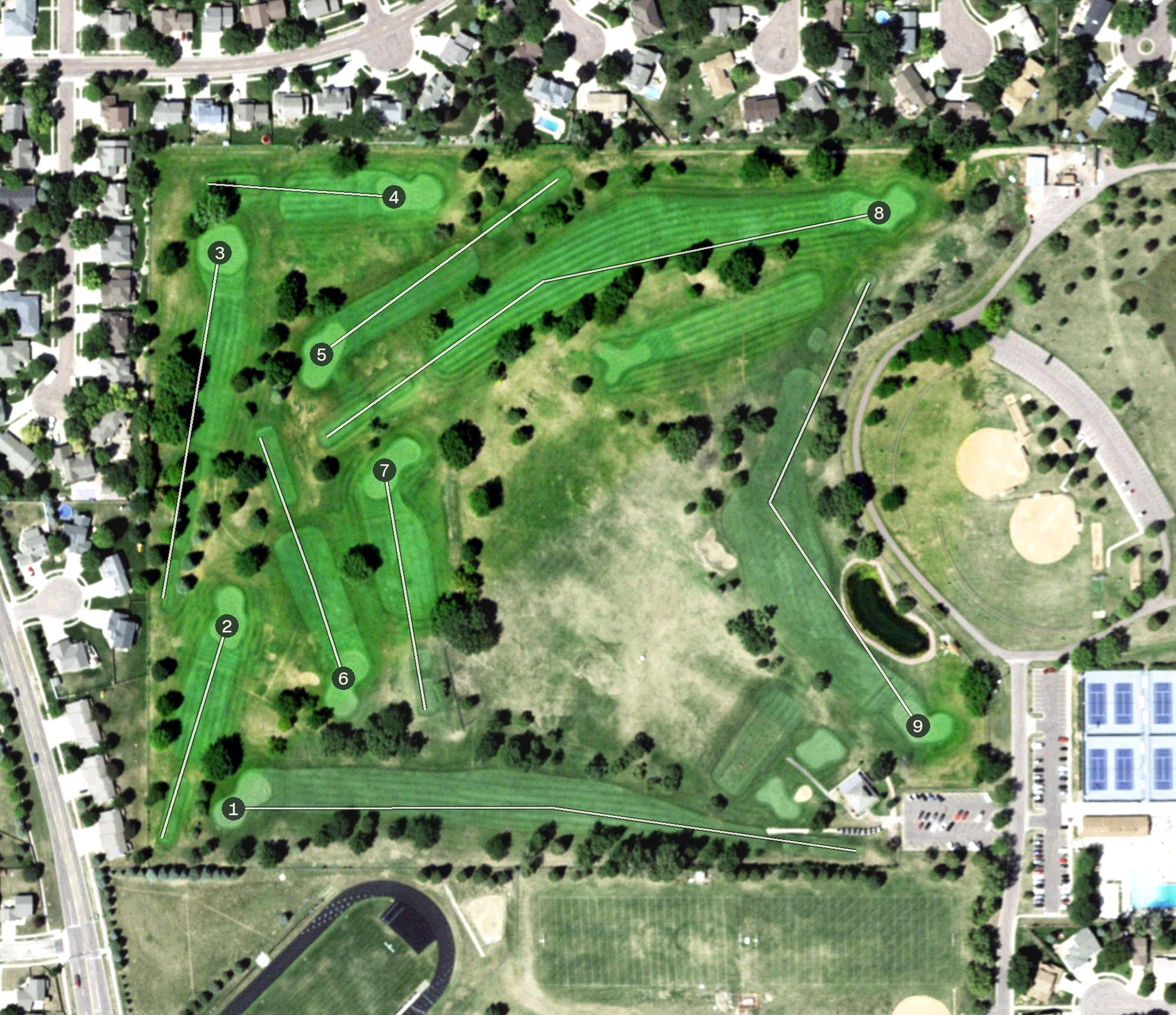 Aerial view of Kuehn Golf Course, SD