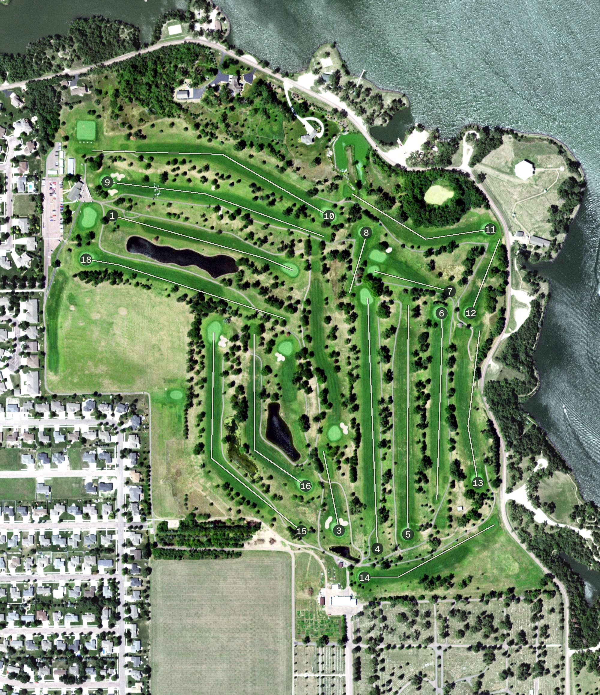 Aerial view of Lakeview Golf Course, SD
