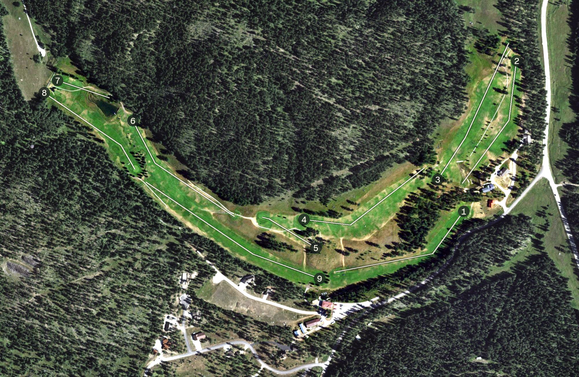 Aerial view of Lead Golf Course, SD