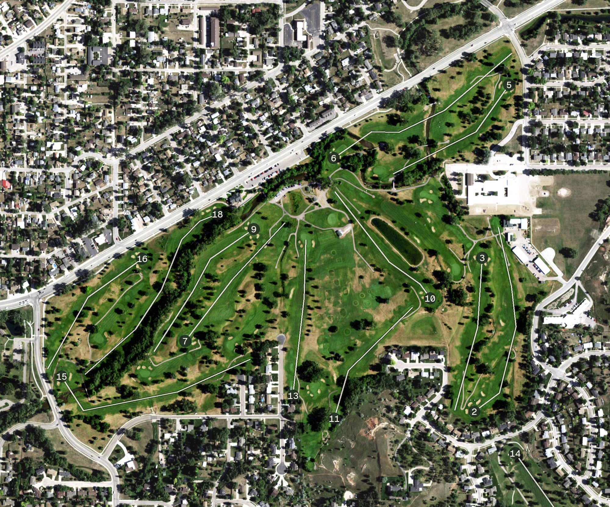 Aerial view of Meadowbrook Golf Course, SD