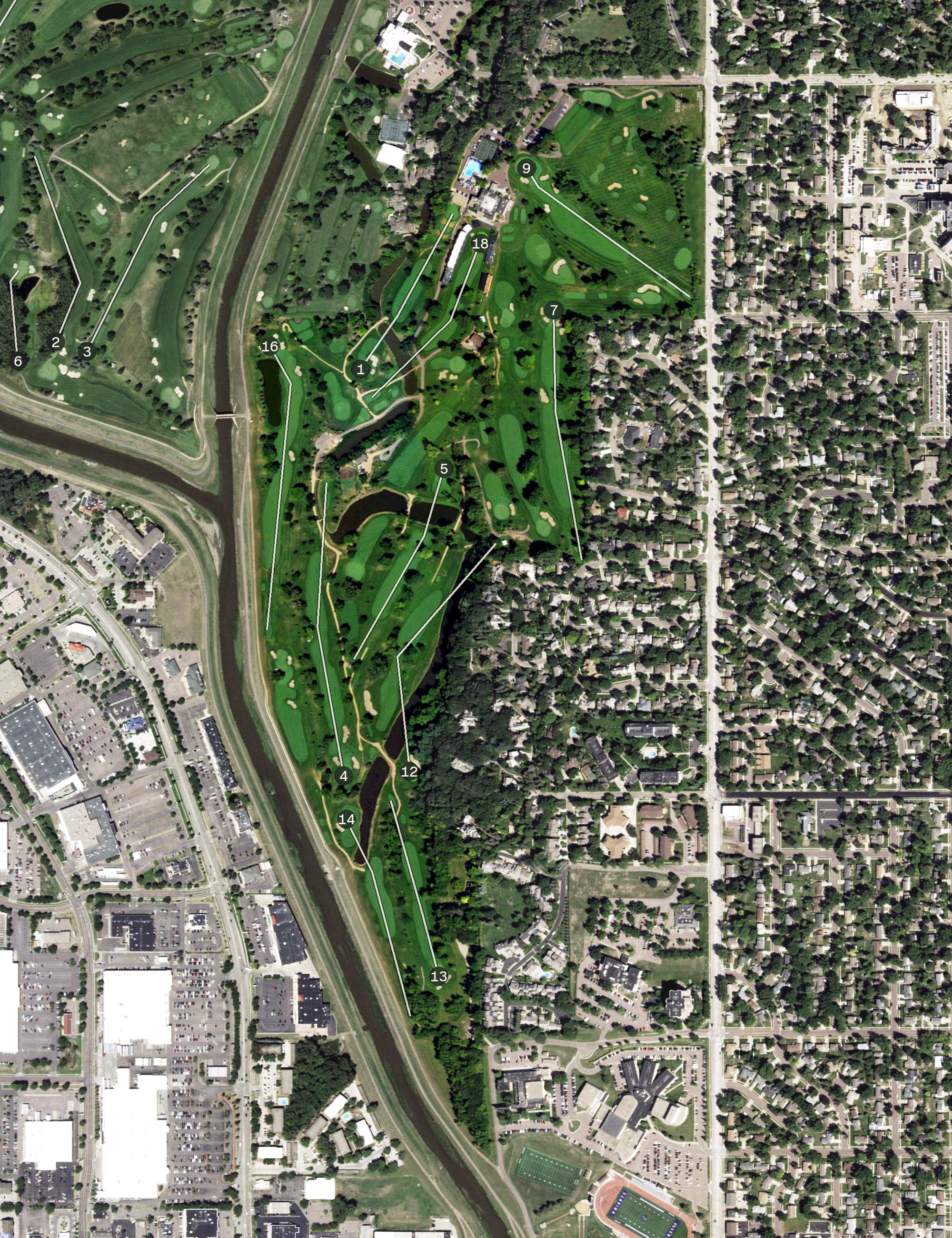 Aerial view of Minnehaha Country Club, SD