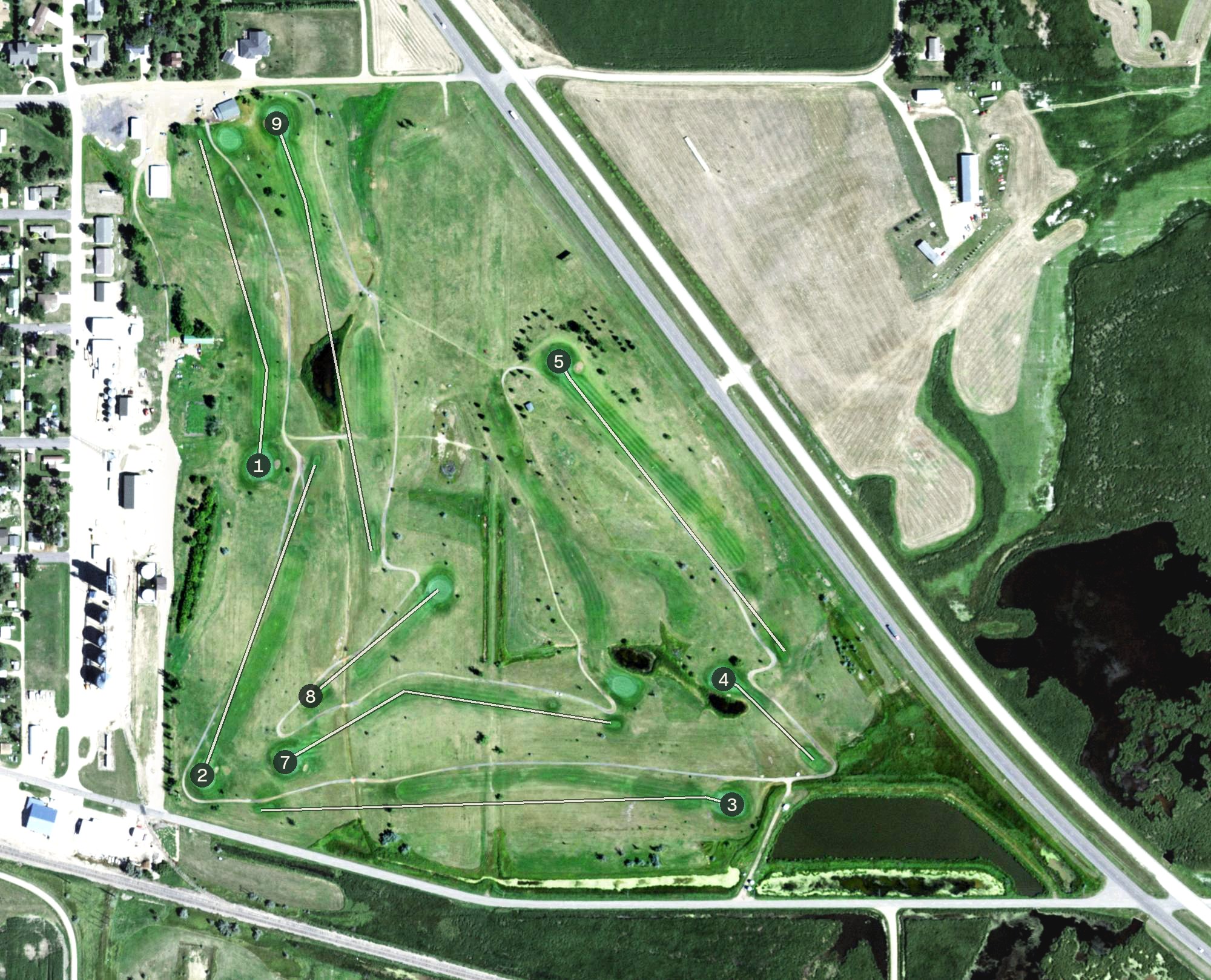 Aerial view of Olive Grove Golf Course, SD