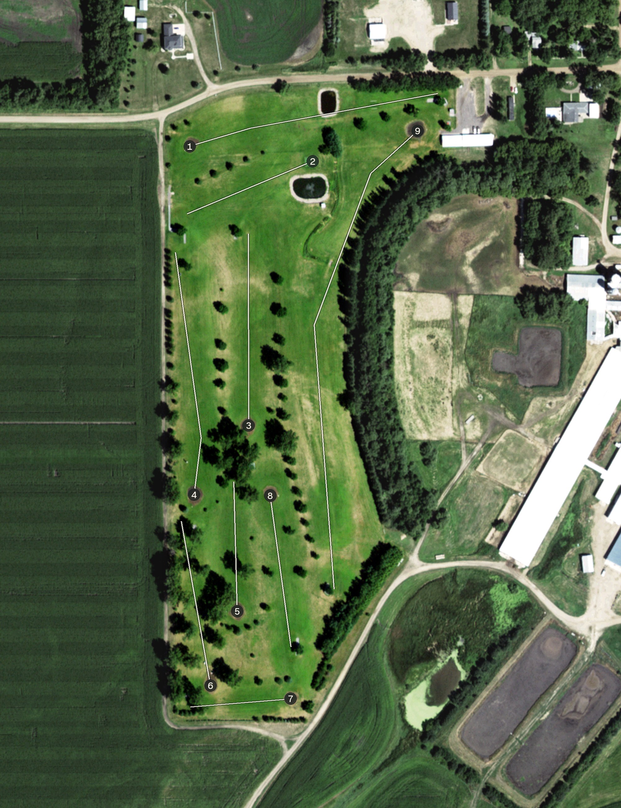 Aerial view of Prairie Dunes Golf Course, SD