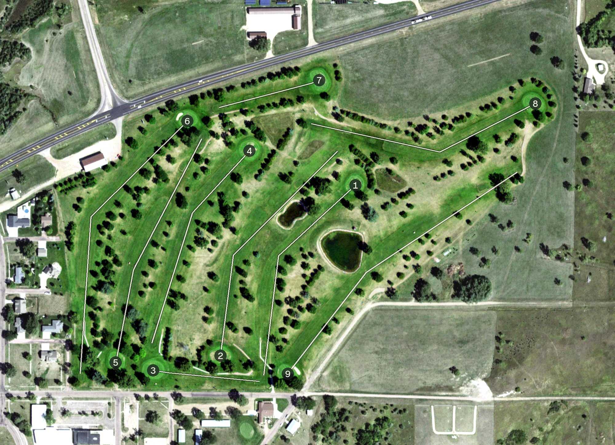 Aerial view of Randall Hills Country Club, SD