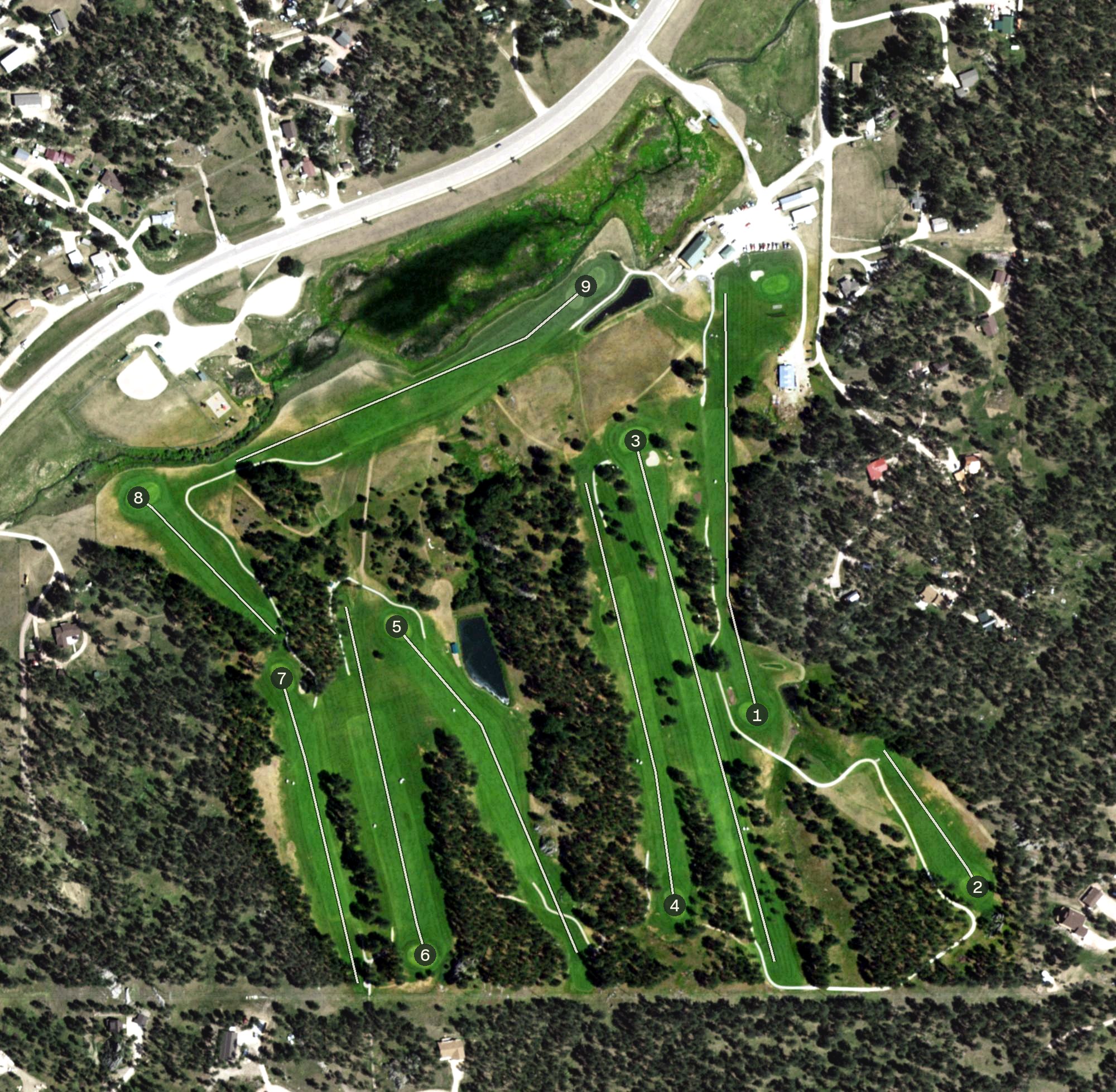 Aerial view of Rocky Knolls Golf Course, SD