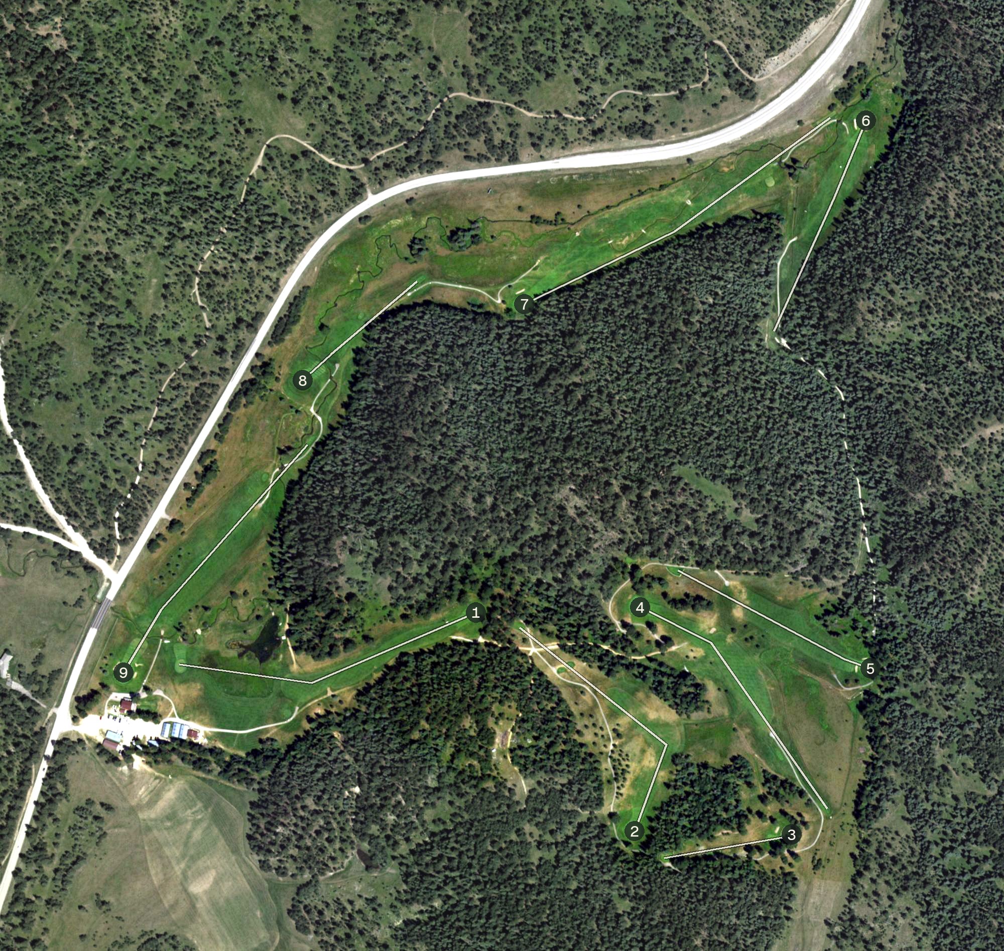 Aerial view of Tomahawk Lake Country Club, SD