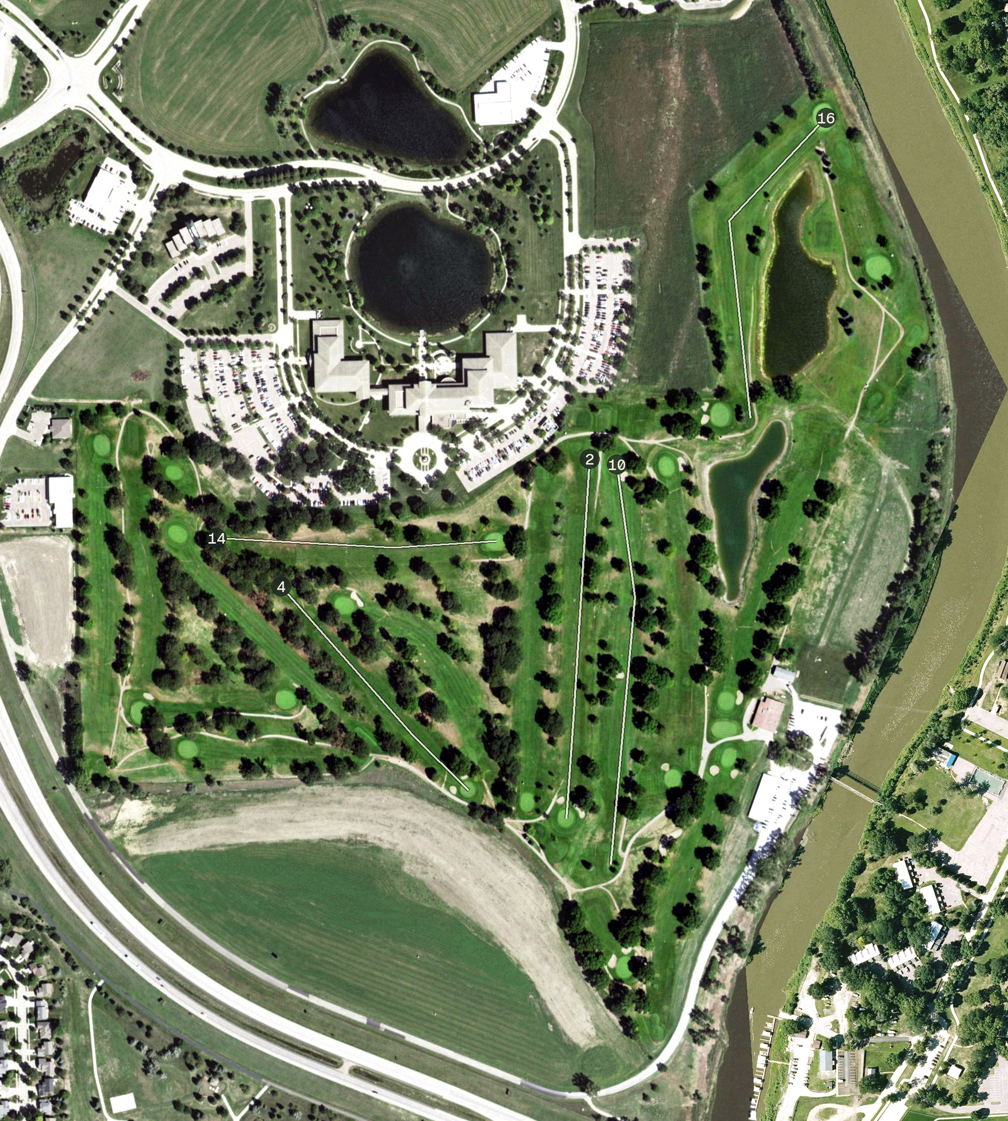 Aerial view of Two Rivers Golf Club, SD