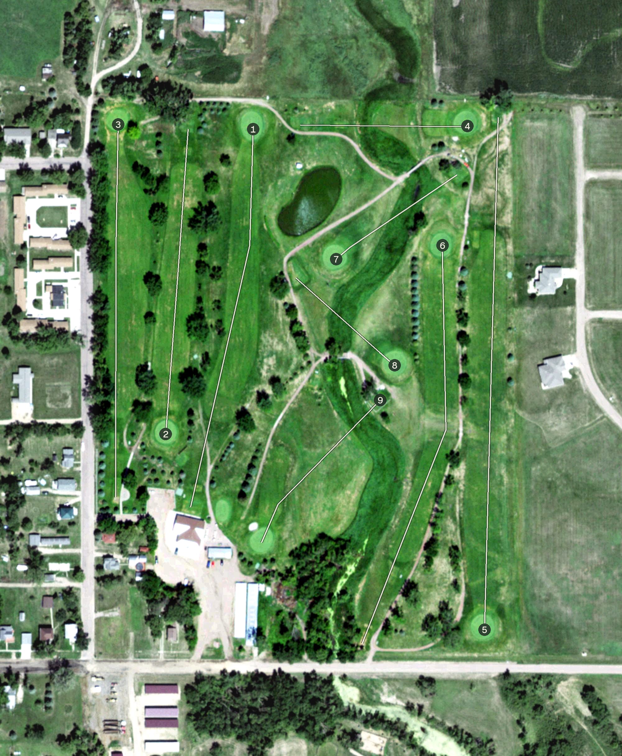 Aerial view of Village Green Golf Course, SD