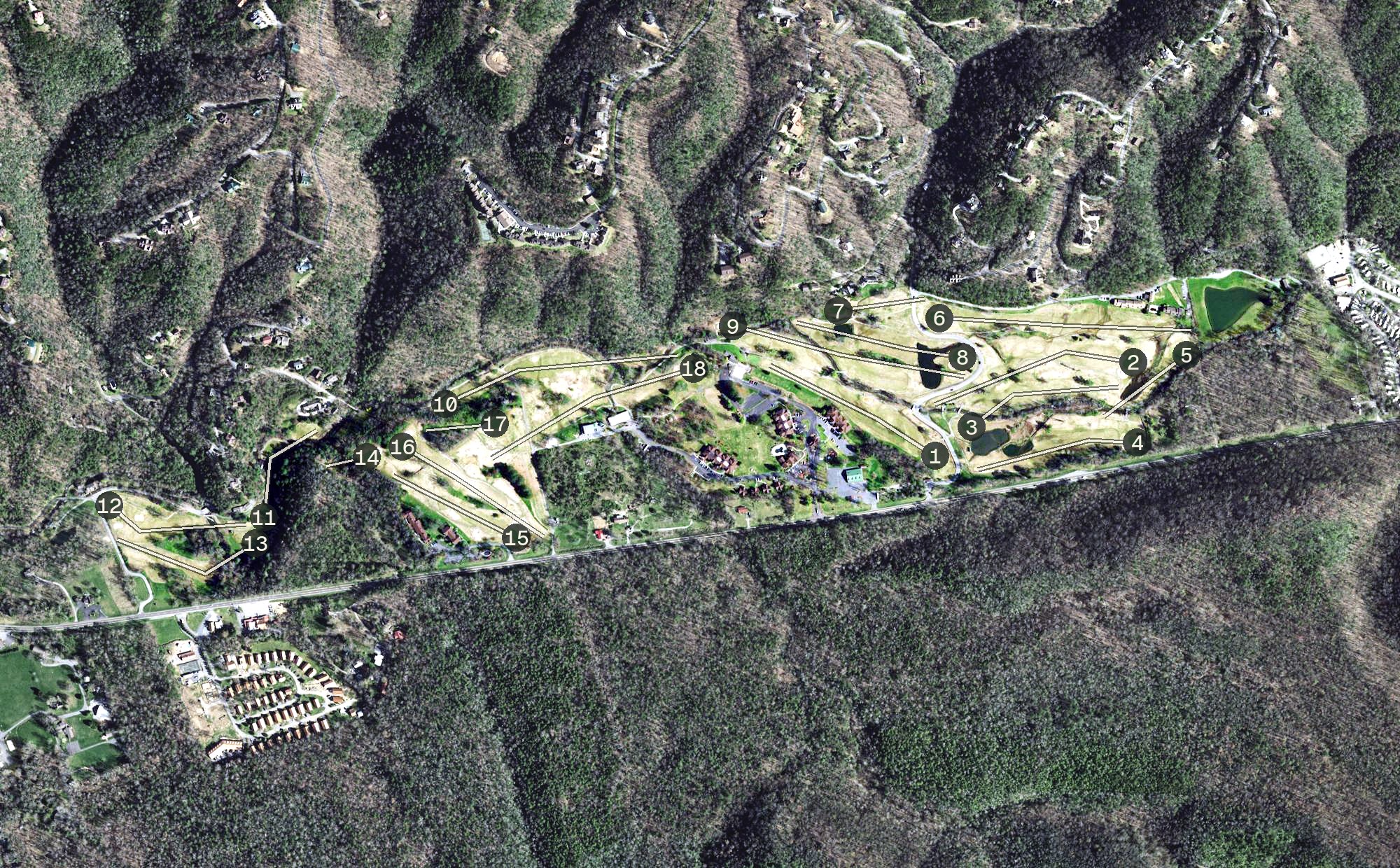 Aerial view of Bent Creek Golf Course, TN