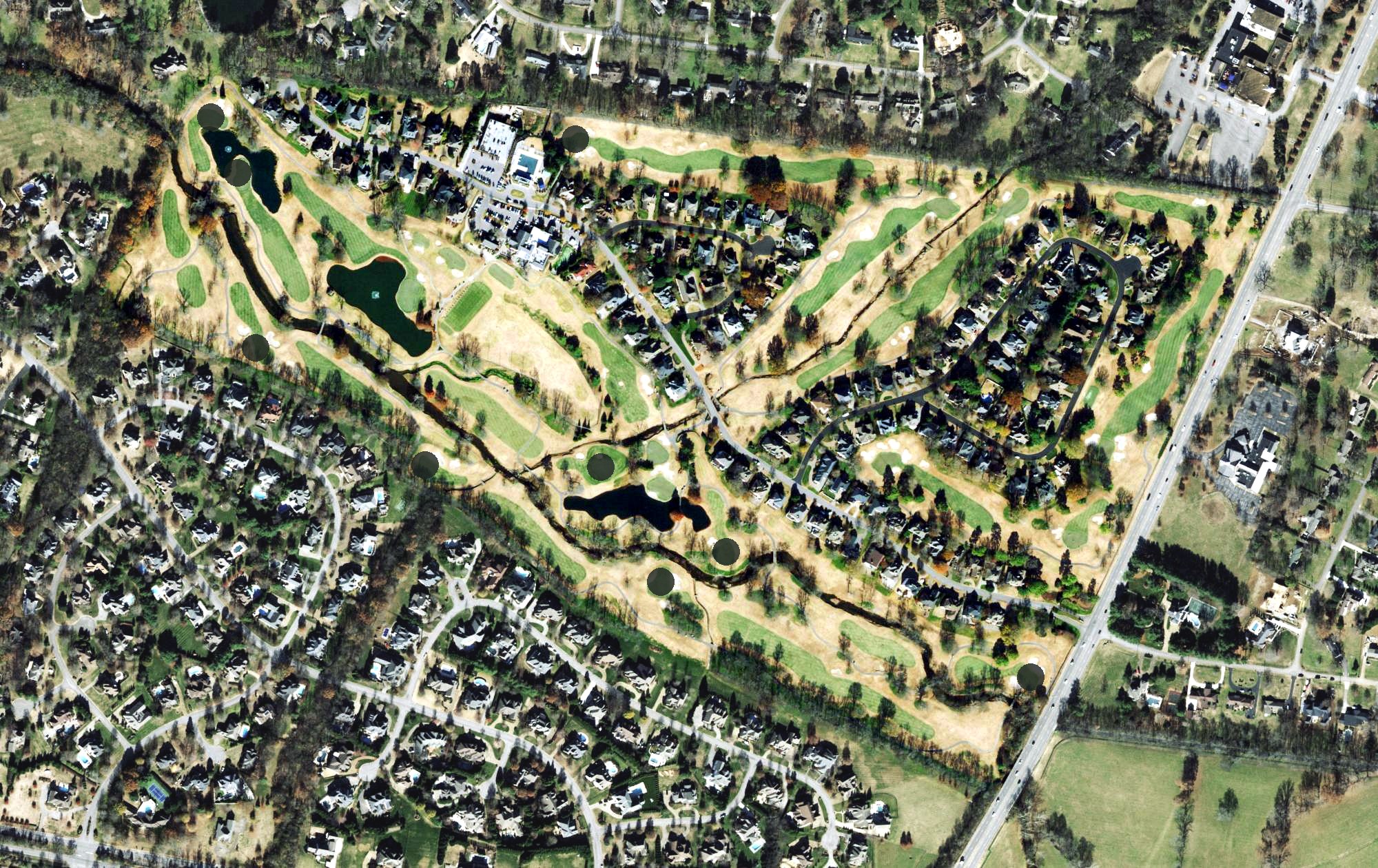 Aerial view of Brentwood Country Club, TN