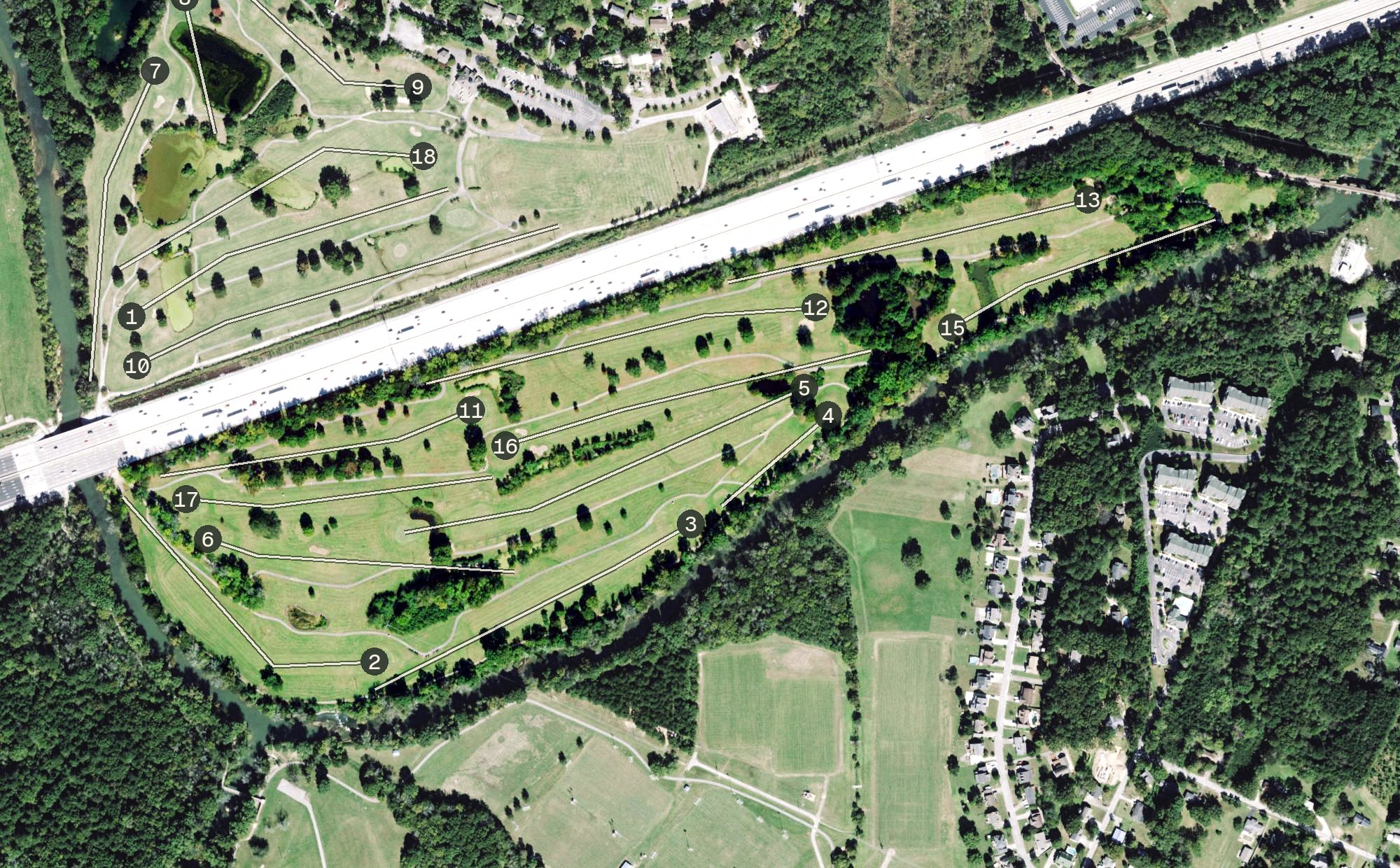 Aerial view of Brown Acres Golf Course, TN