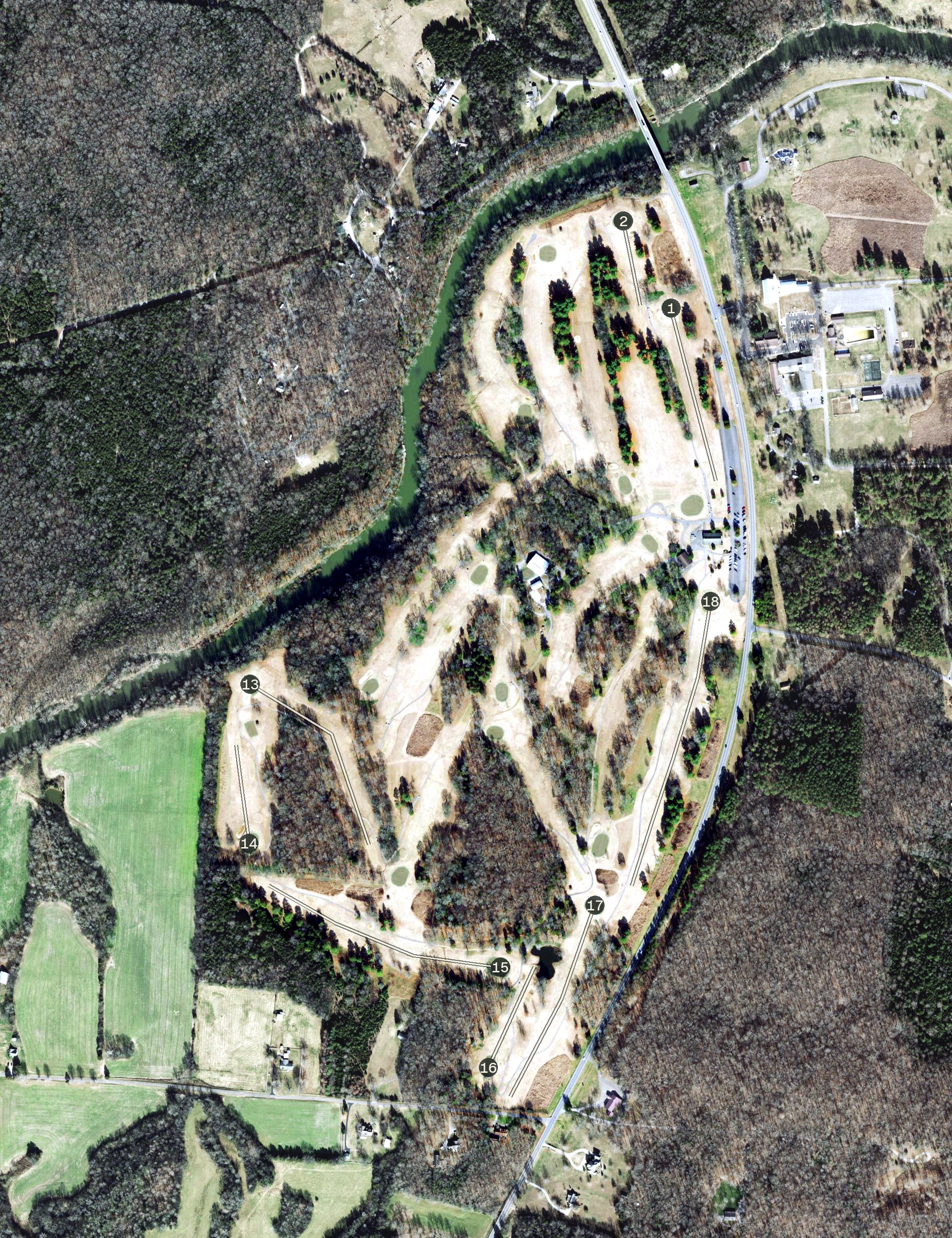 Aerial view of Bufford Ellington Golf Course, TN