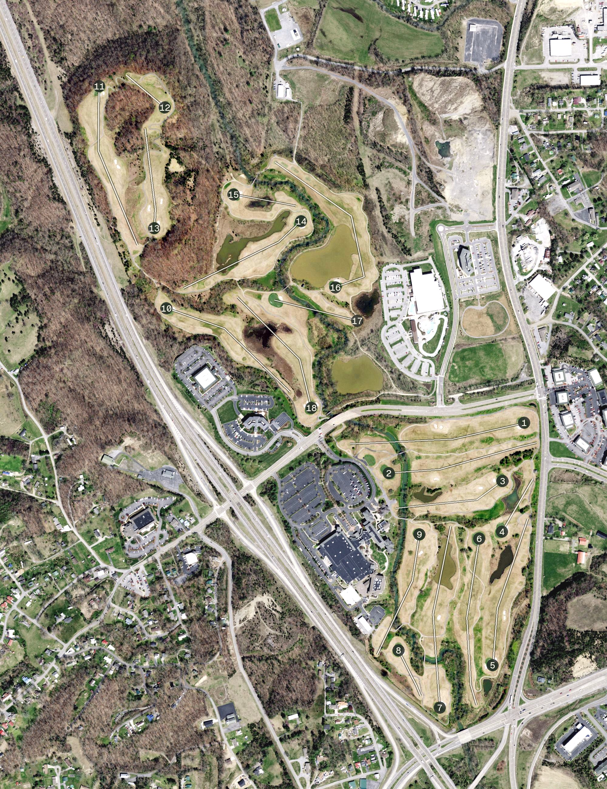 Aerial view of Cattails Golf Course, TN