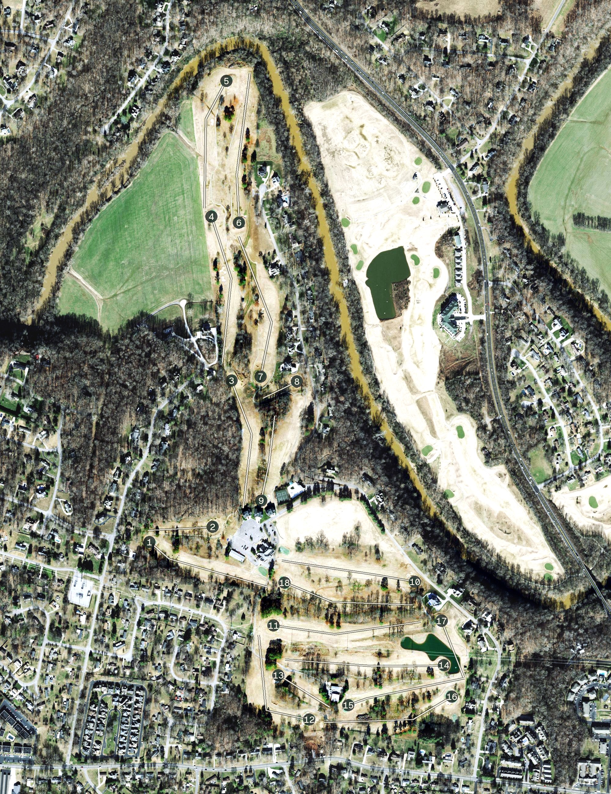 Aerial view of Clarksville Country Club, TN