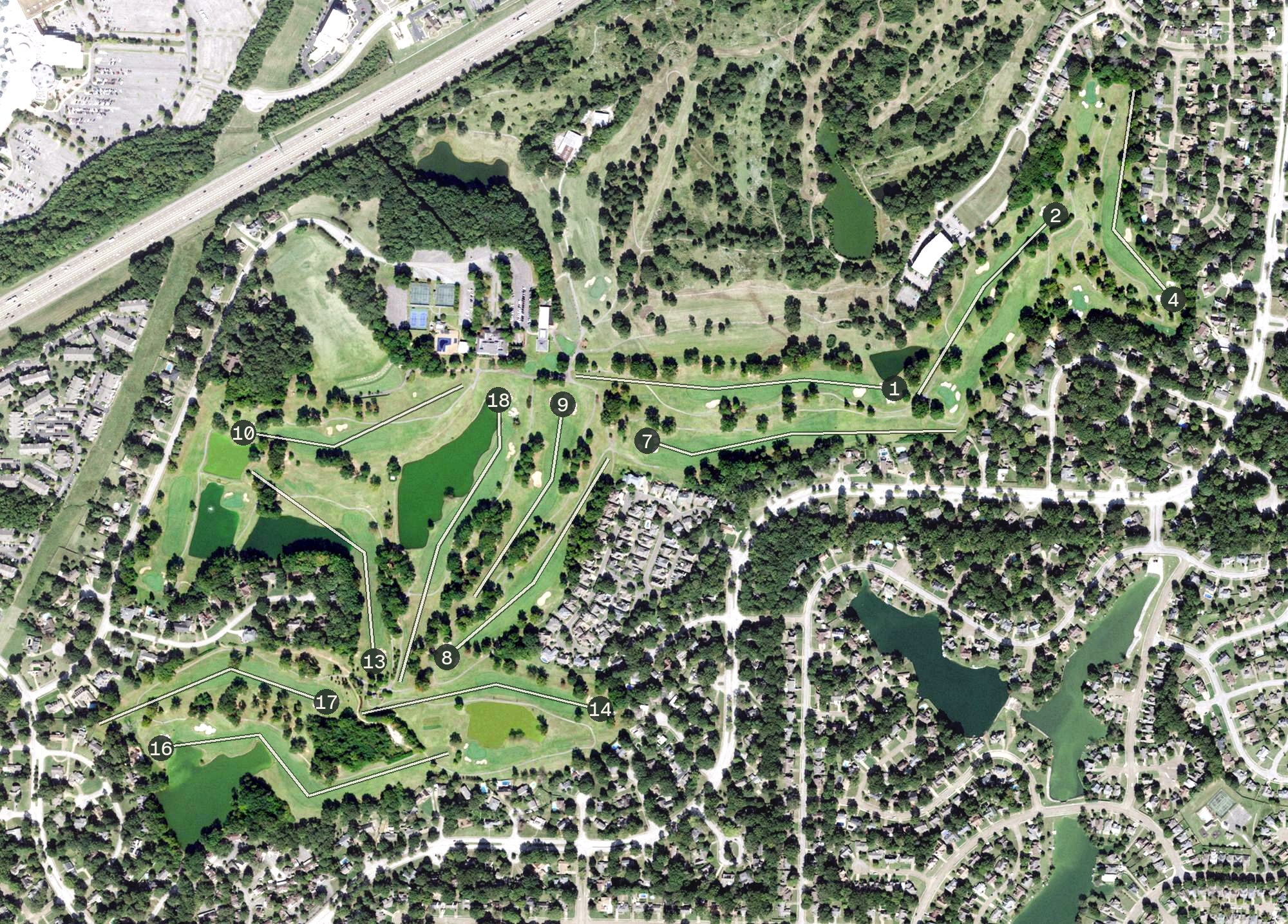 Aerial view of Colonial Country Club, TN