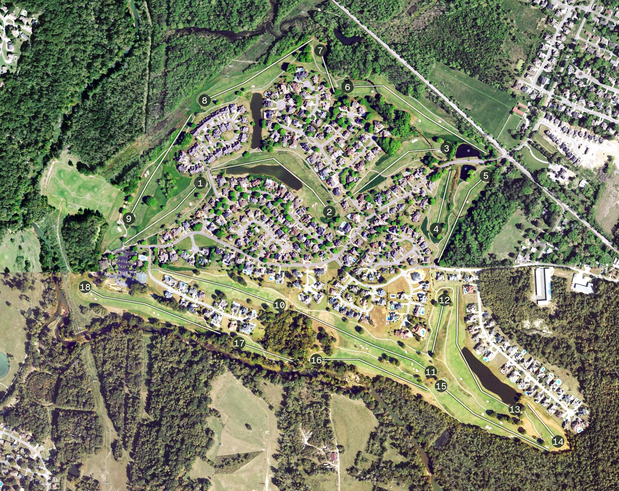 Aerial view of Council Fire Golf Club, TN