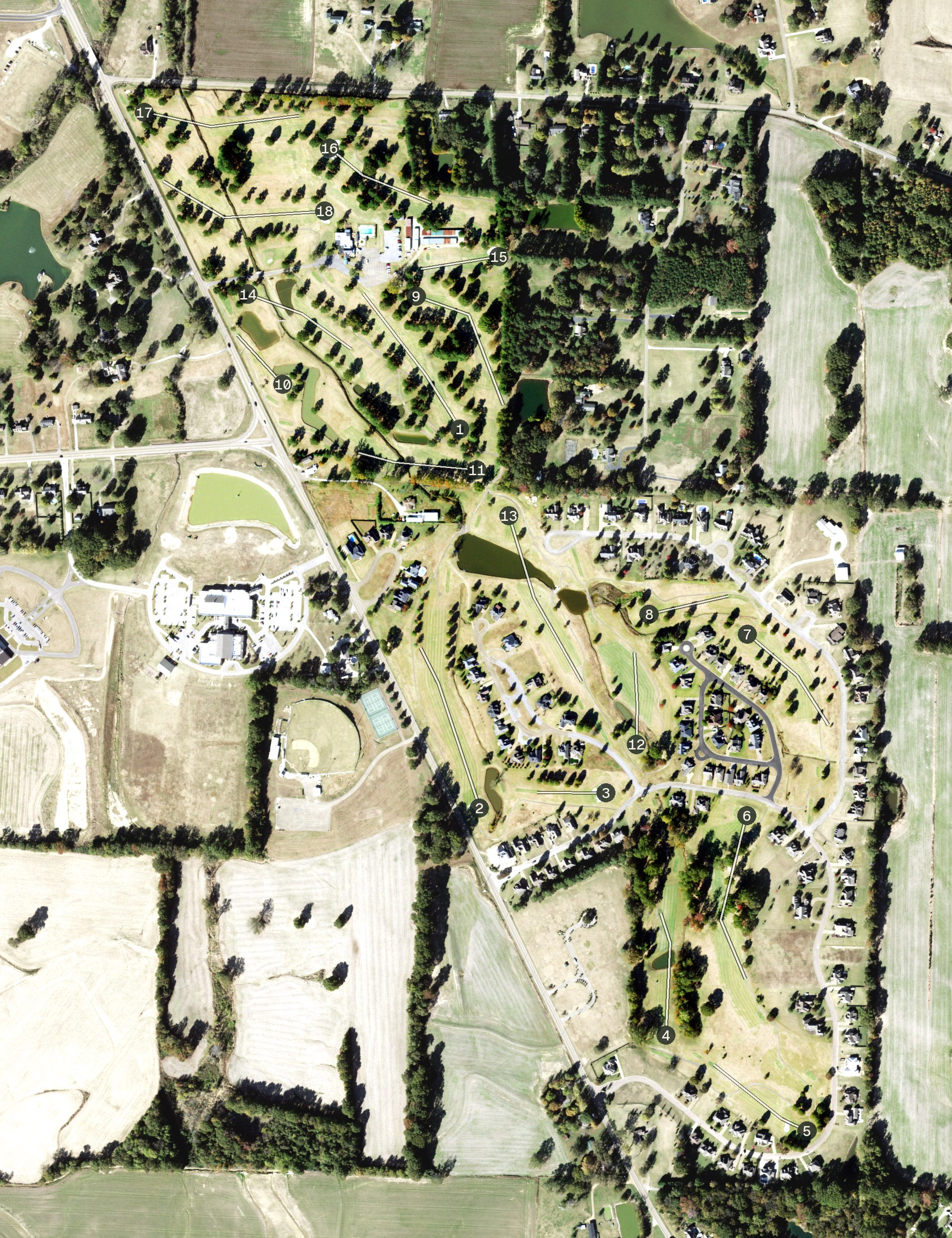 Aerial view of Covington Country Club, TN