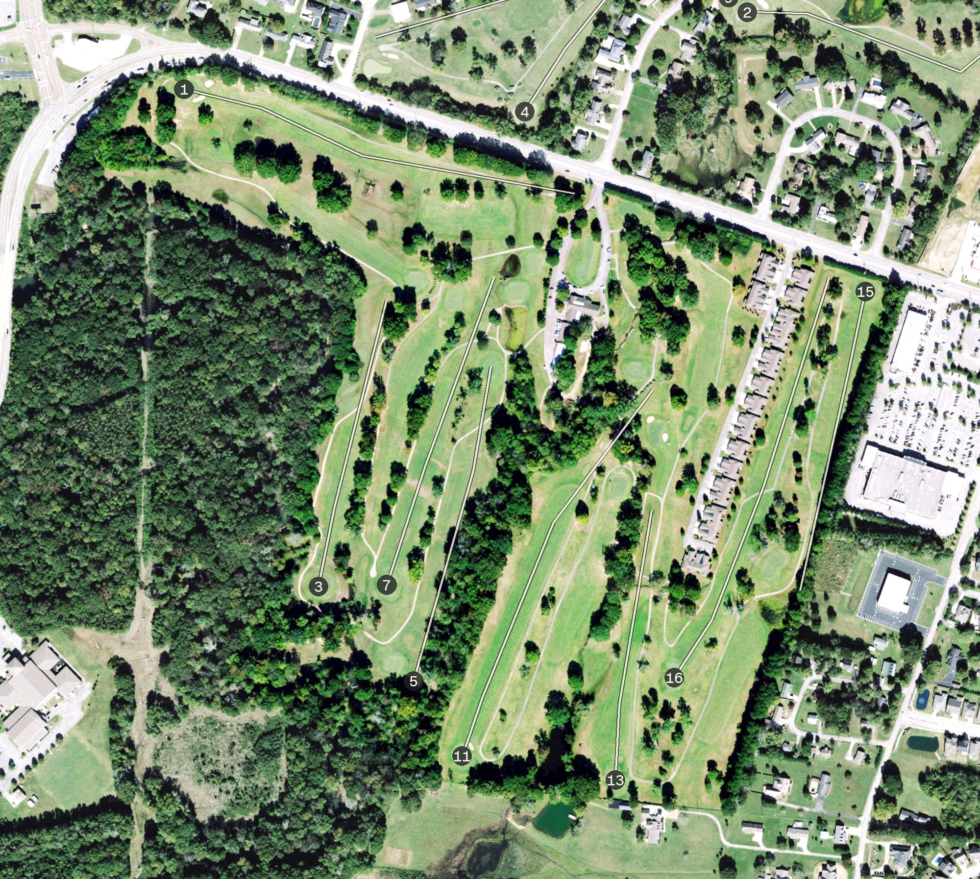 Aerial view of Creeks Bend Golf Club, TN