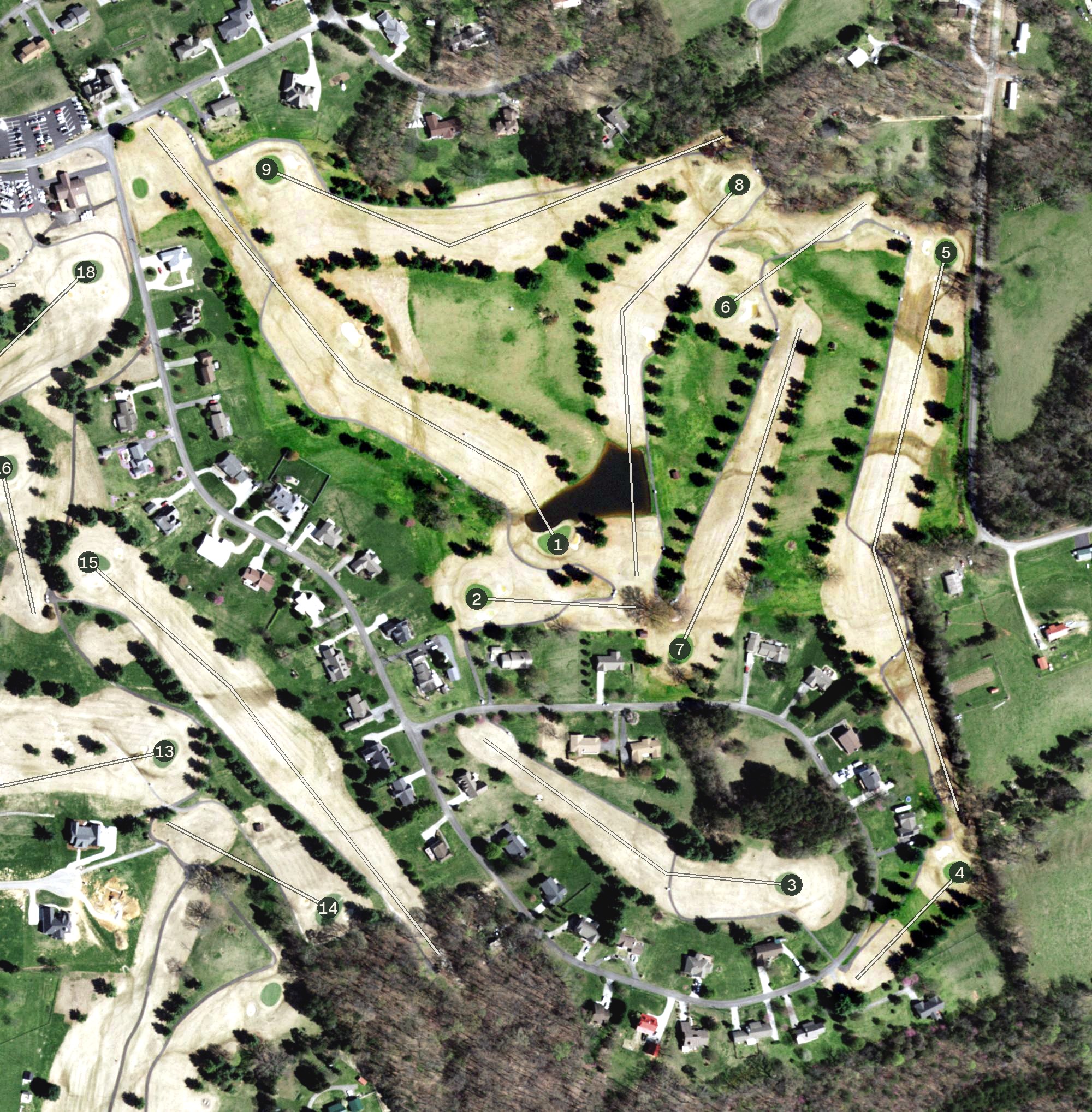 Aerial view of Dandridge Golf & Country Club, TN