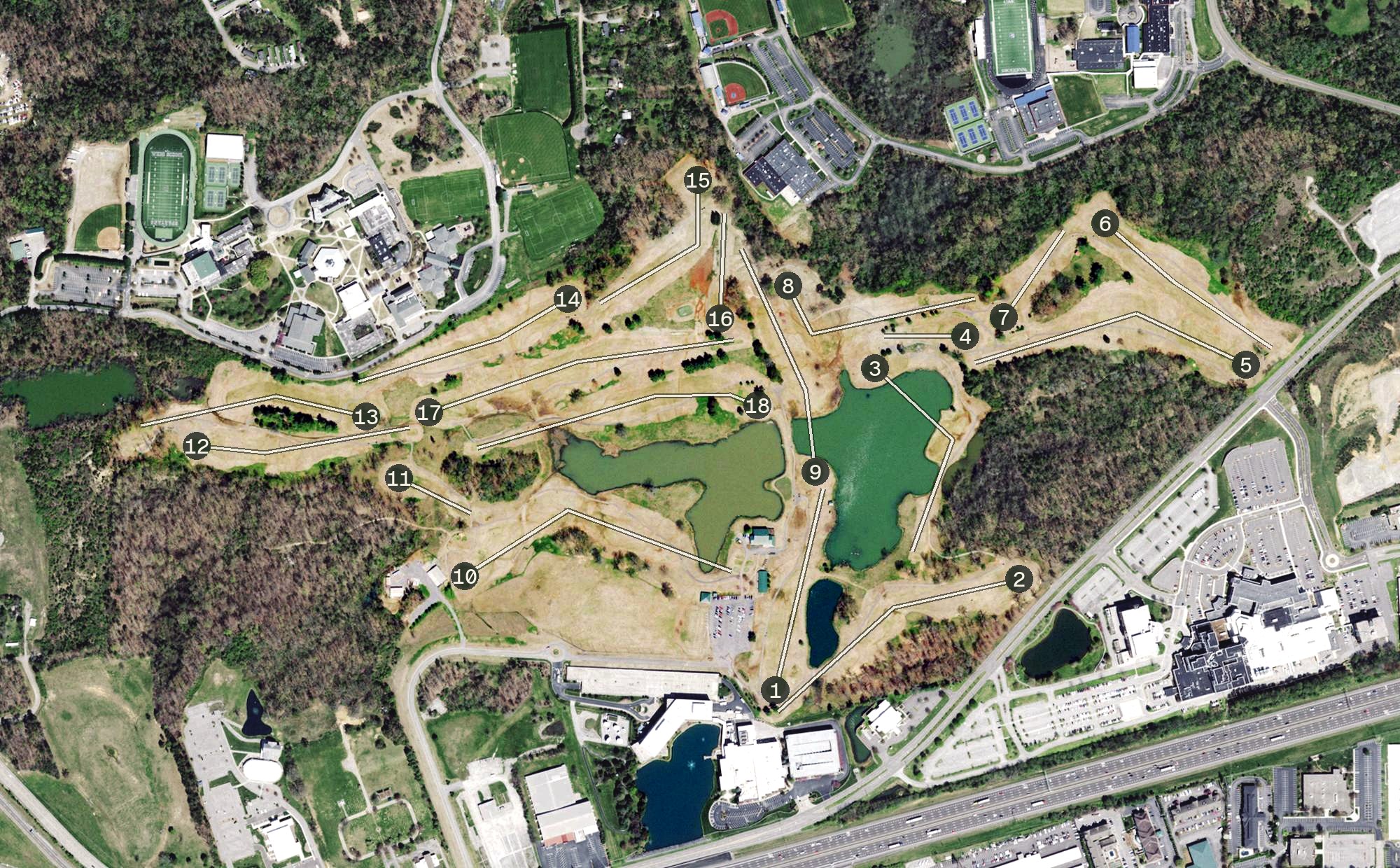 Aerial view of Dead Horse Lake Golf Course, TN