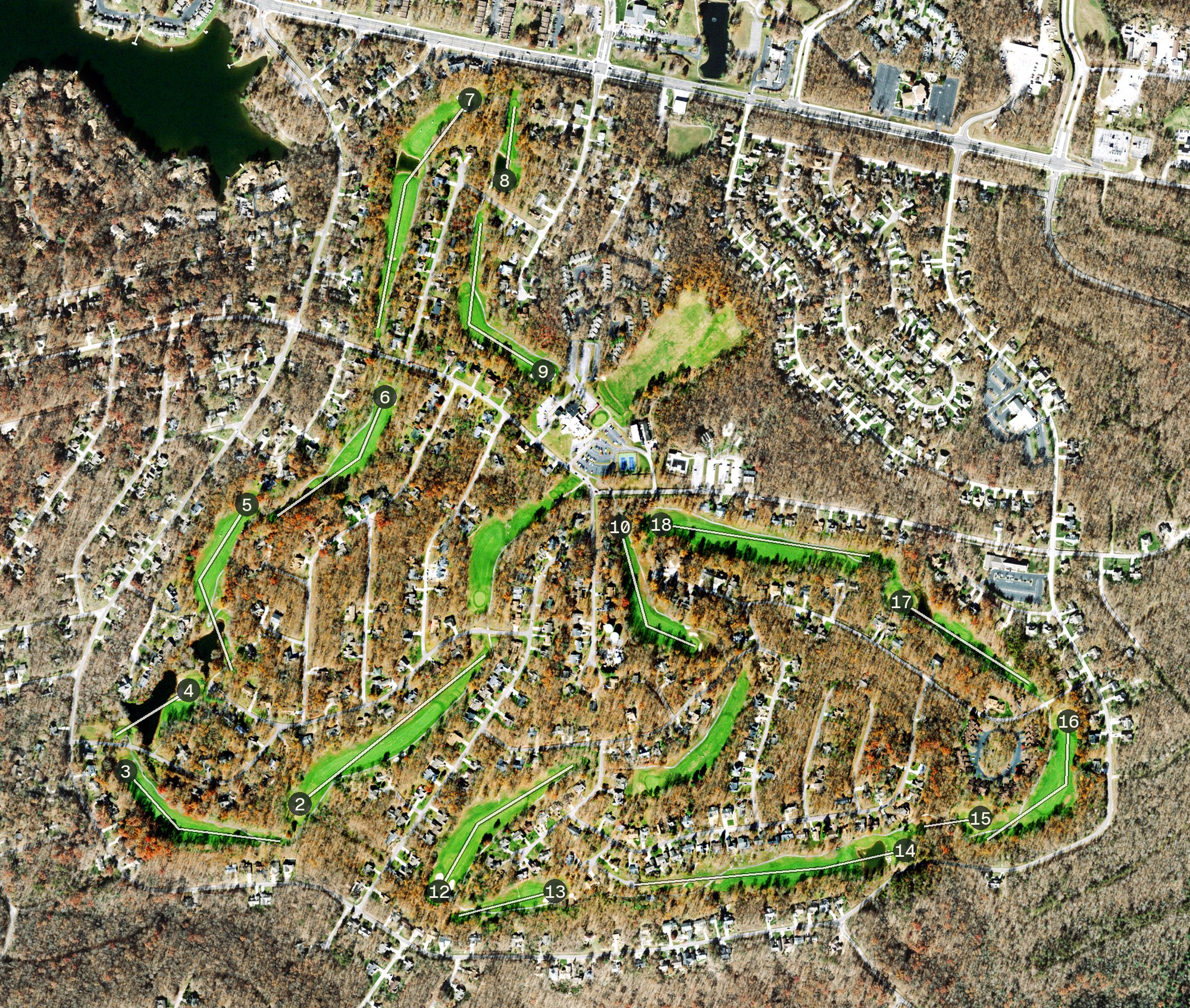 Aerial view of Druid Hills Golf Club, TN