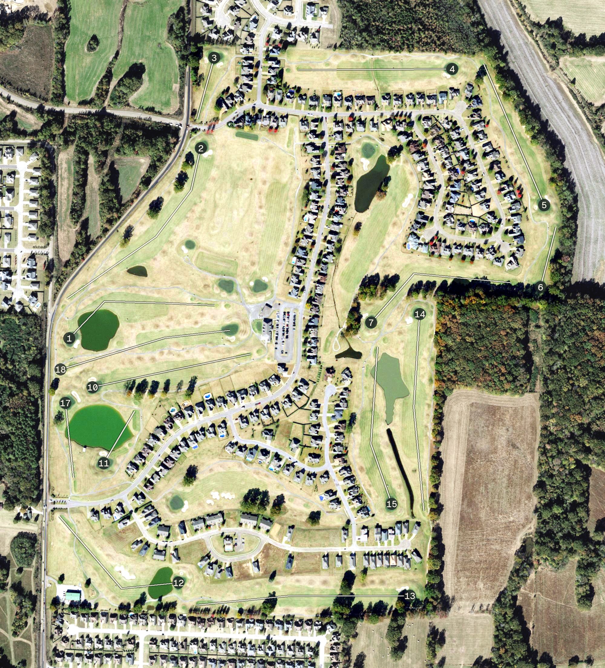Aerial view of Fair Oaks Golf Course, TN