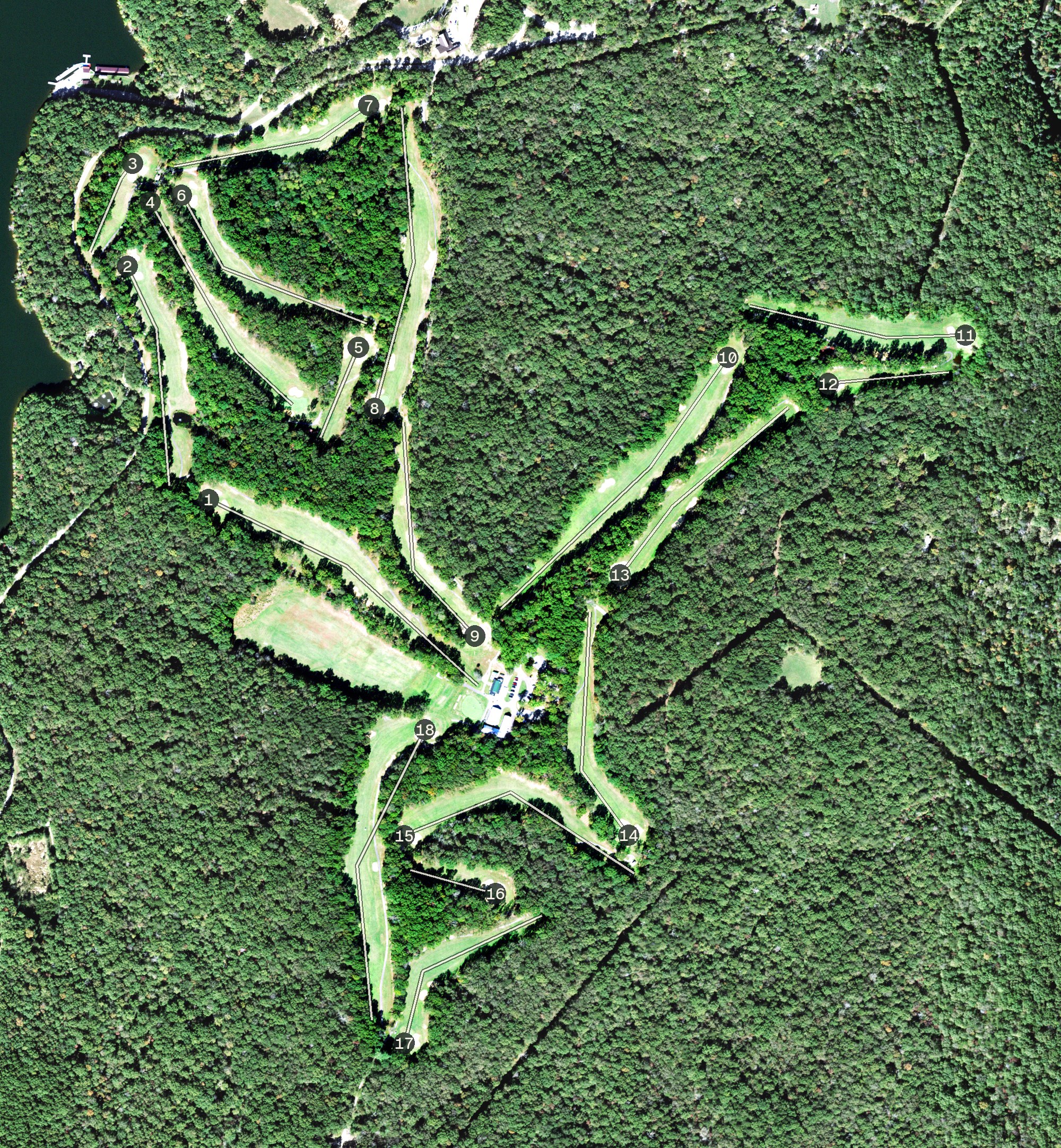 Aerial view of Fall Creek Falls Golf Course, TN