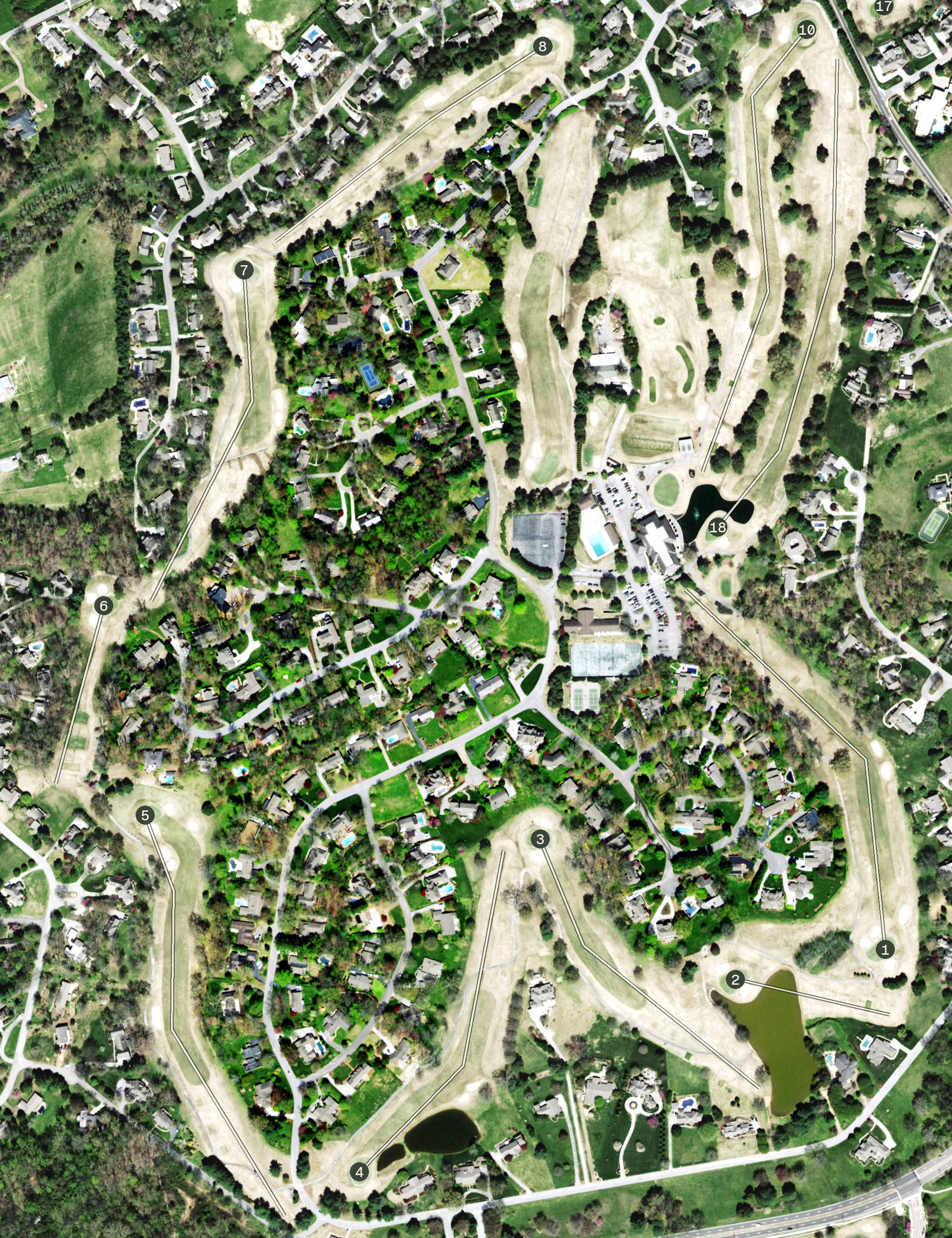 Aerial view of Fox Den Country Club, TN