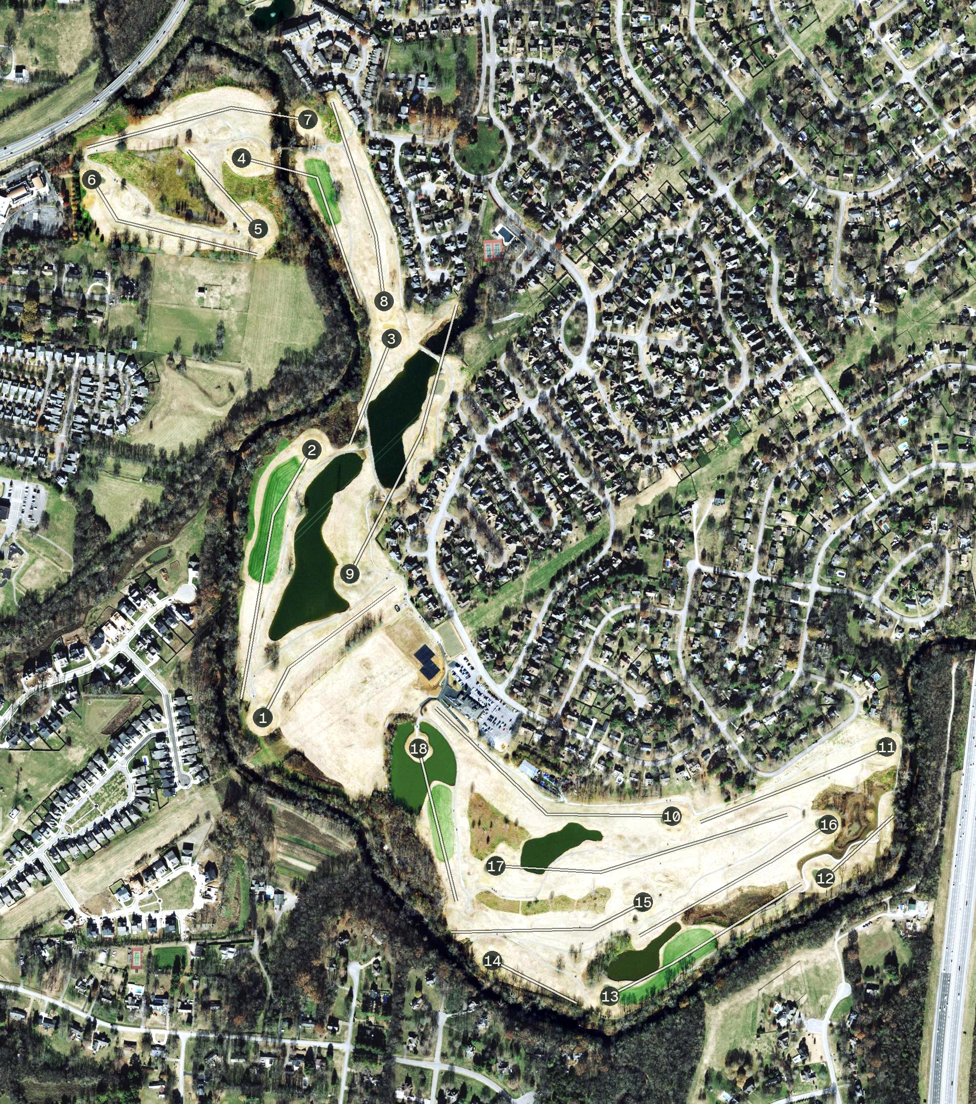 Aerial view of Franklin Bridge Golf Course, TN