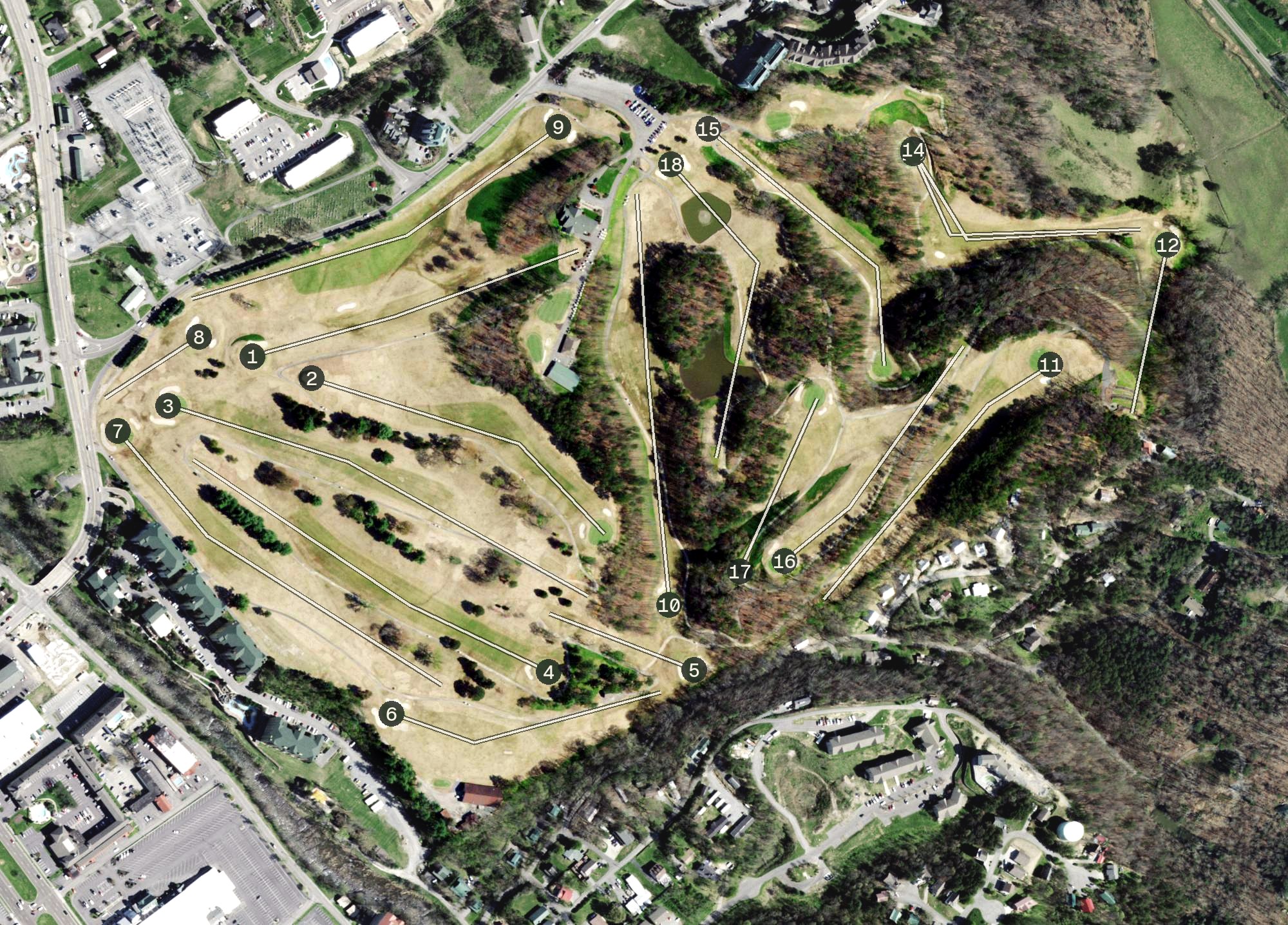 Aerial view of Gatlinburg Golf Course, TN