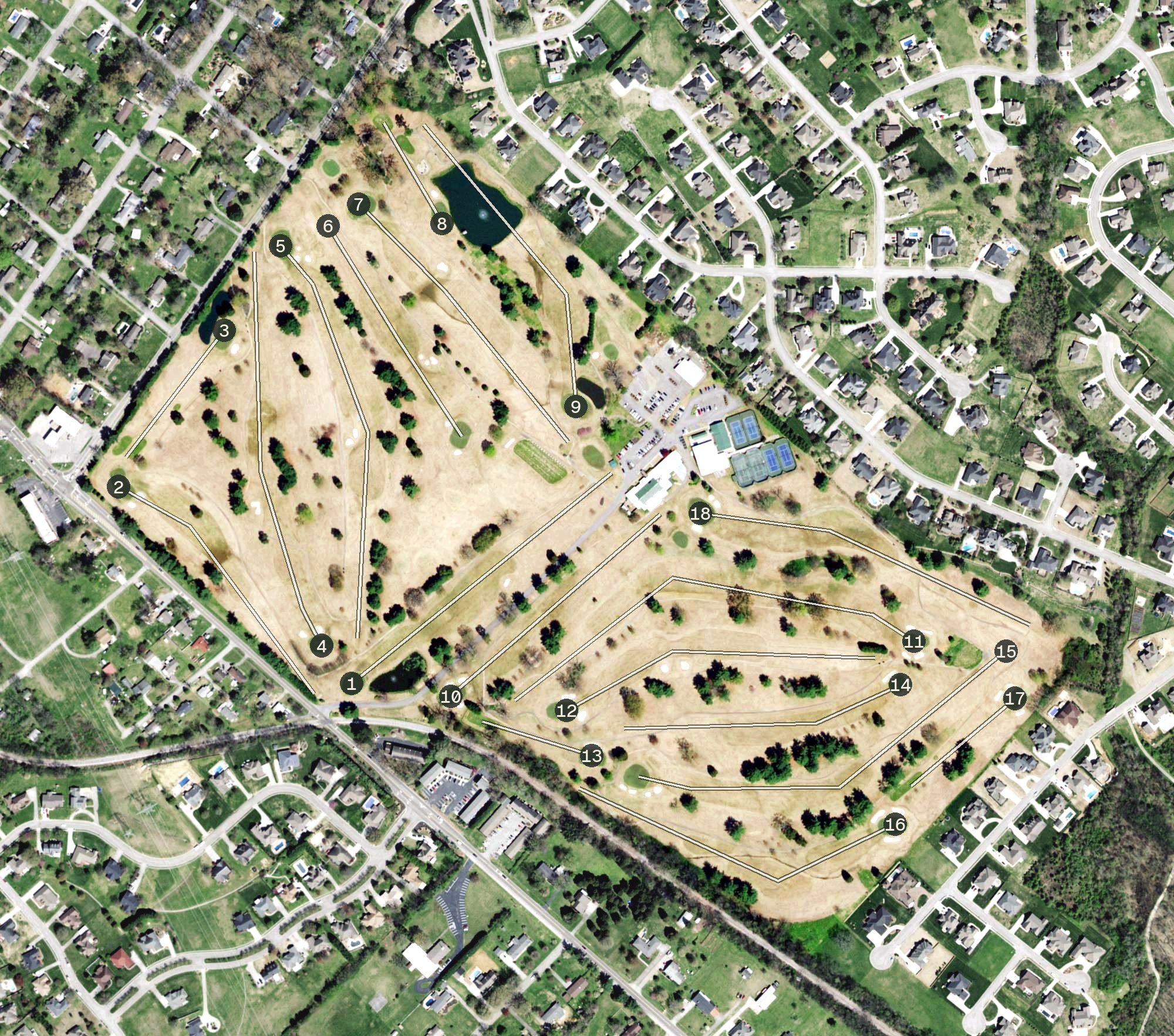 Aerial view of Green Meadow Country Club, TN