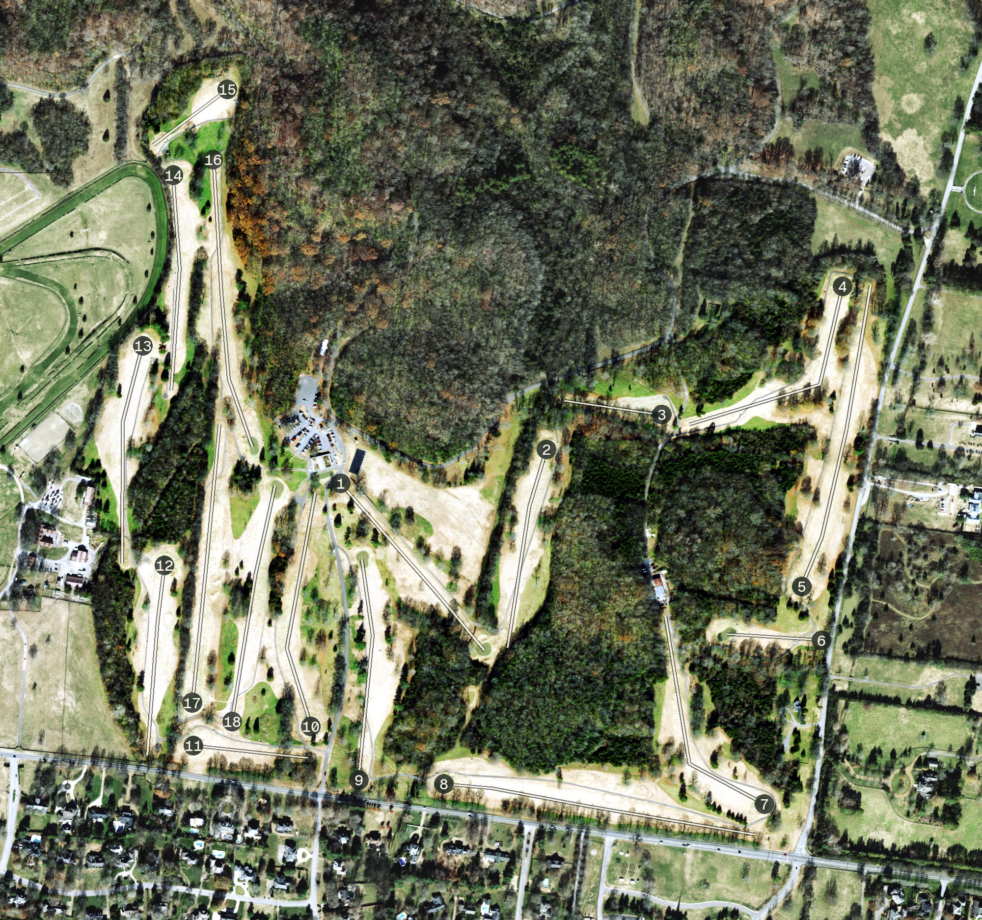 Aerial view of Harpeth Hills Golf Course, TN