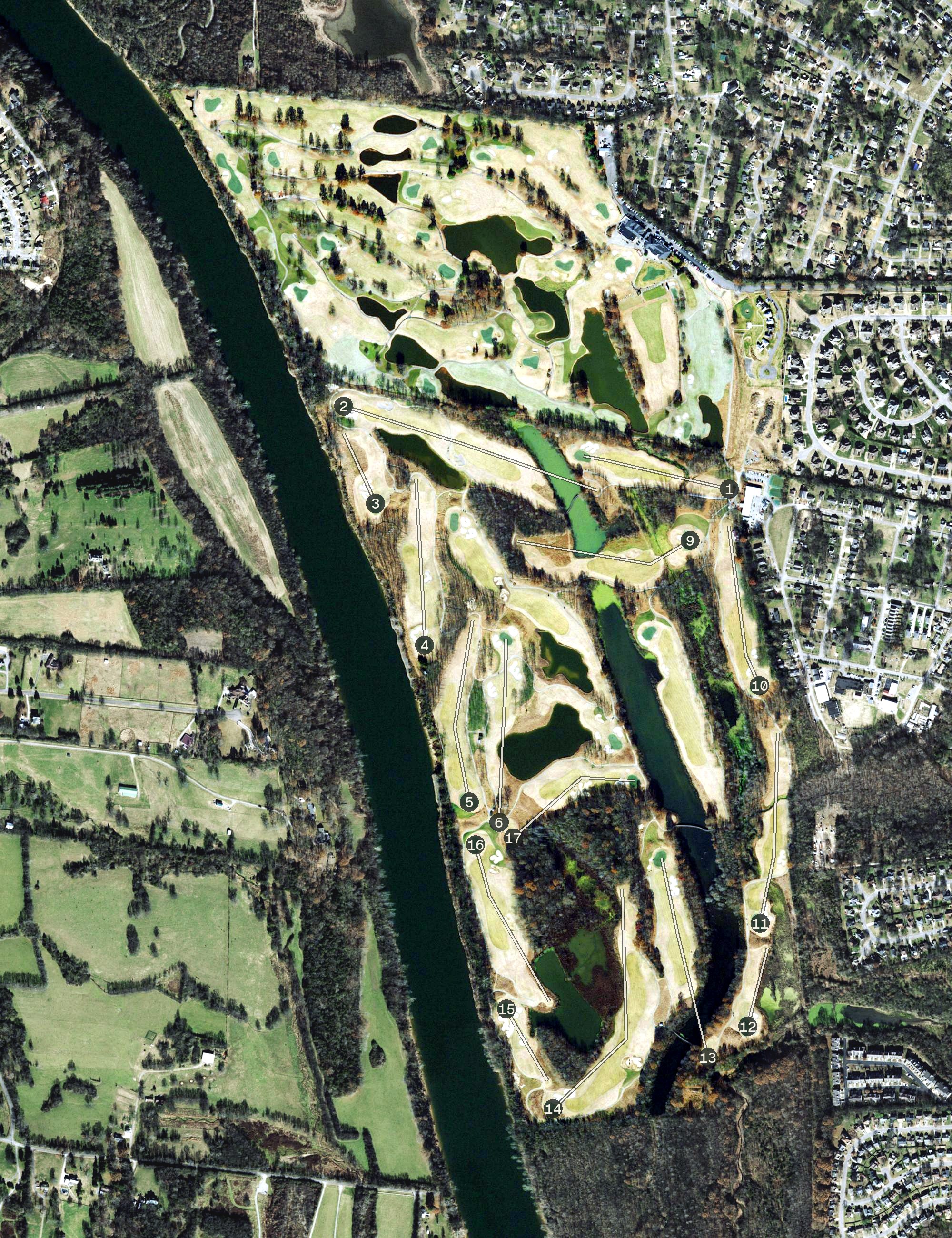 Aerial view of Hermitage Golf Course, TN