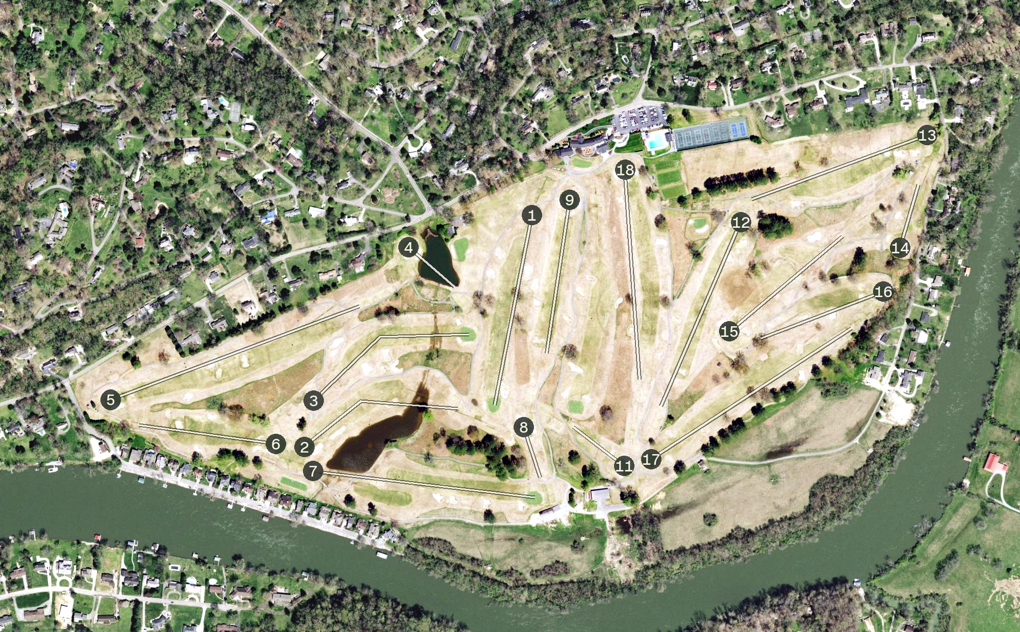Aerial view of Holston Hills Country Club, TN