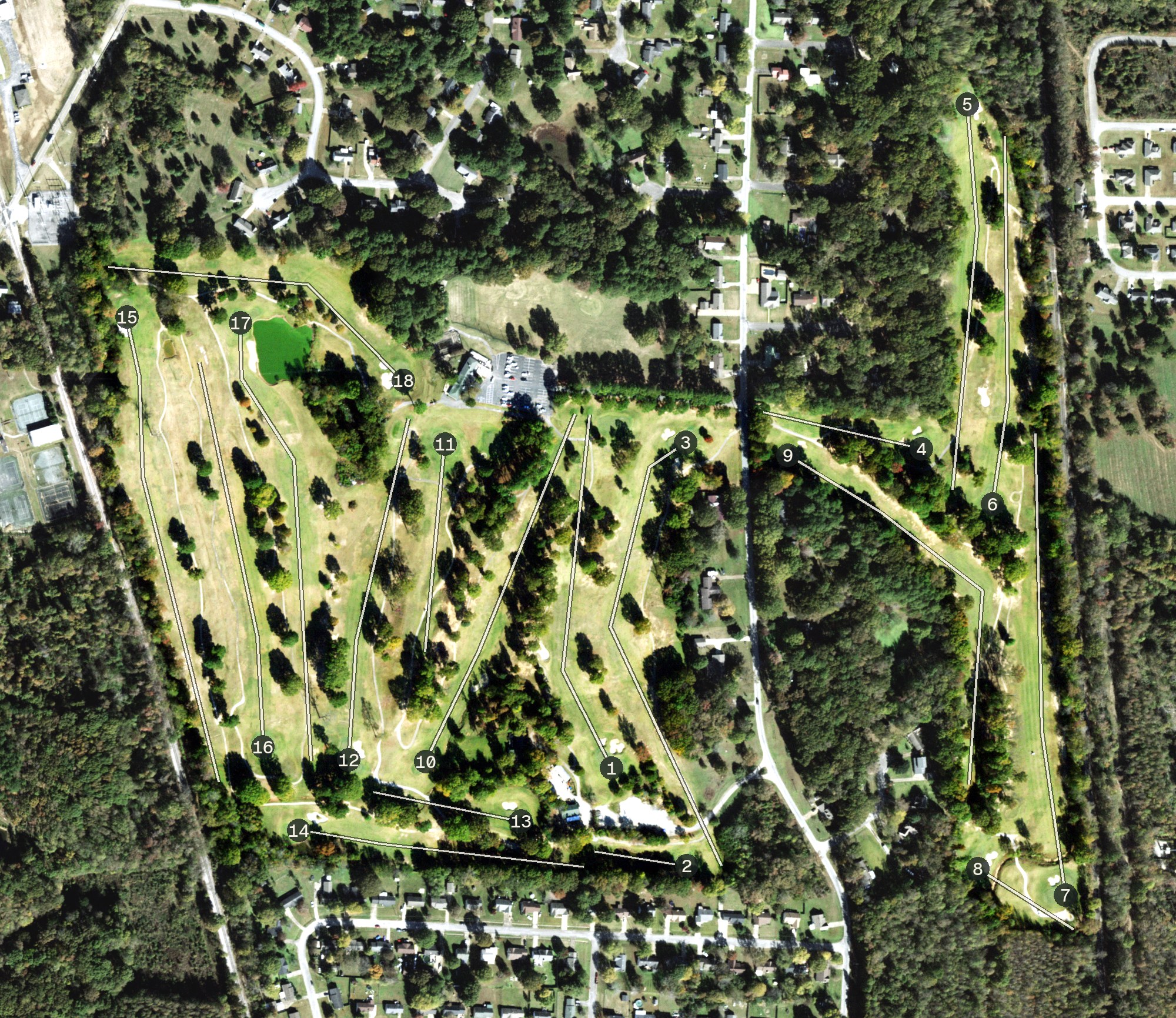 Aerial view of Jackson National Golf Club, TN