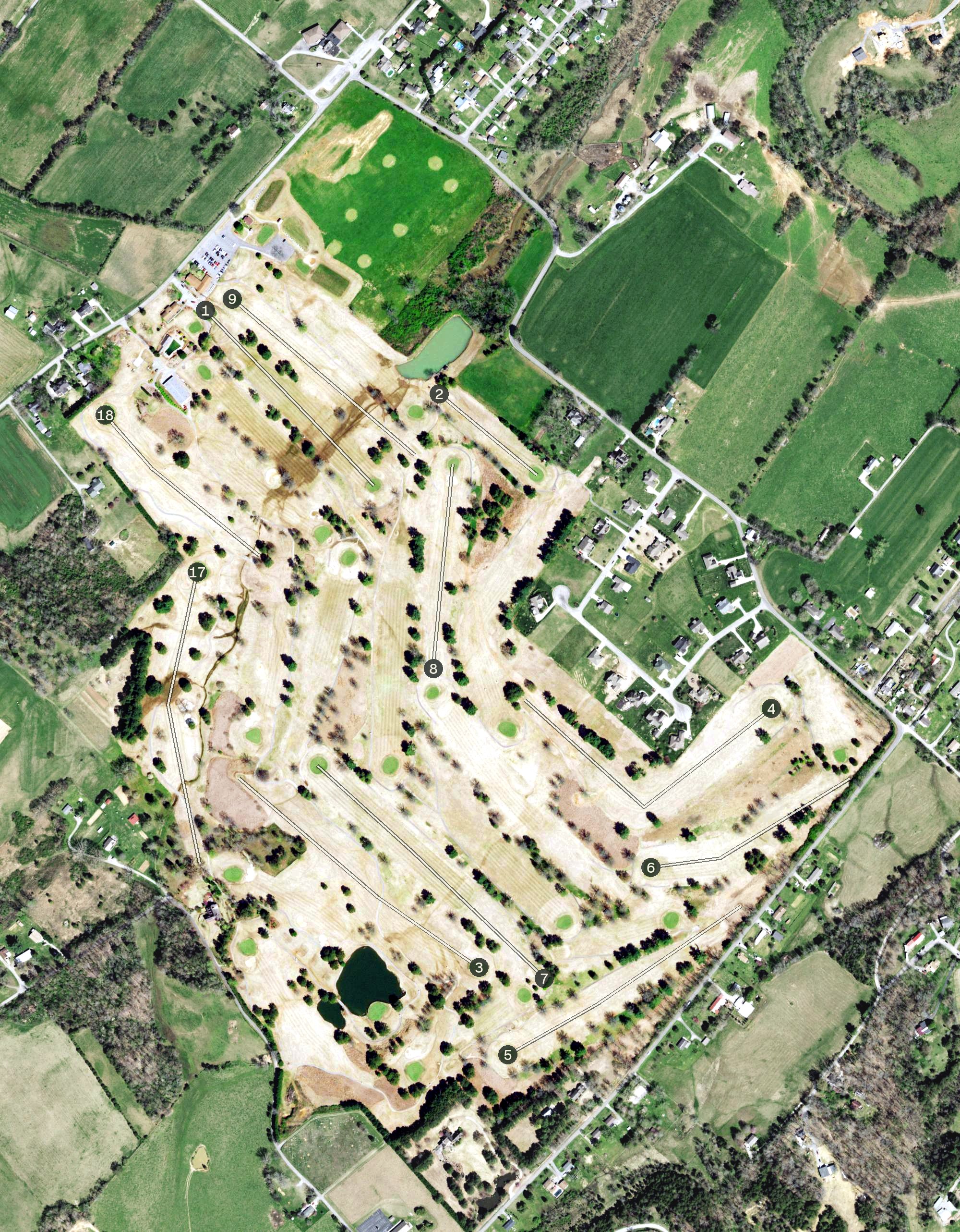 Aerial view of Lambert Acres Golf Club, TN