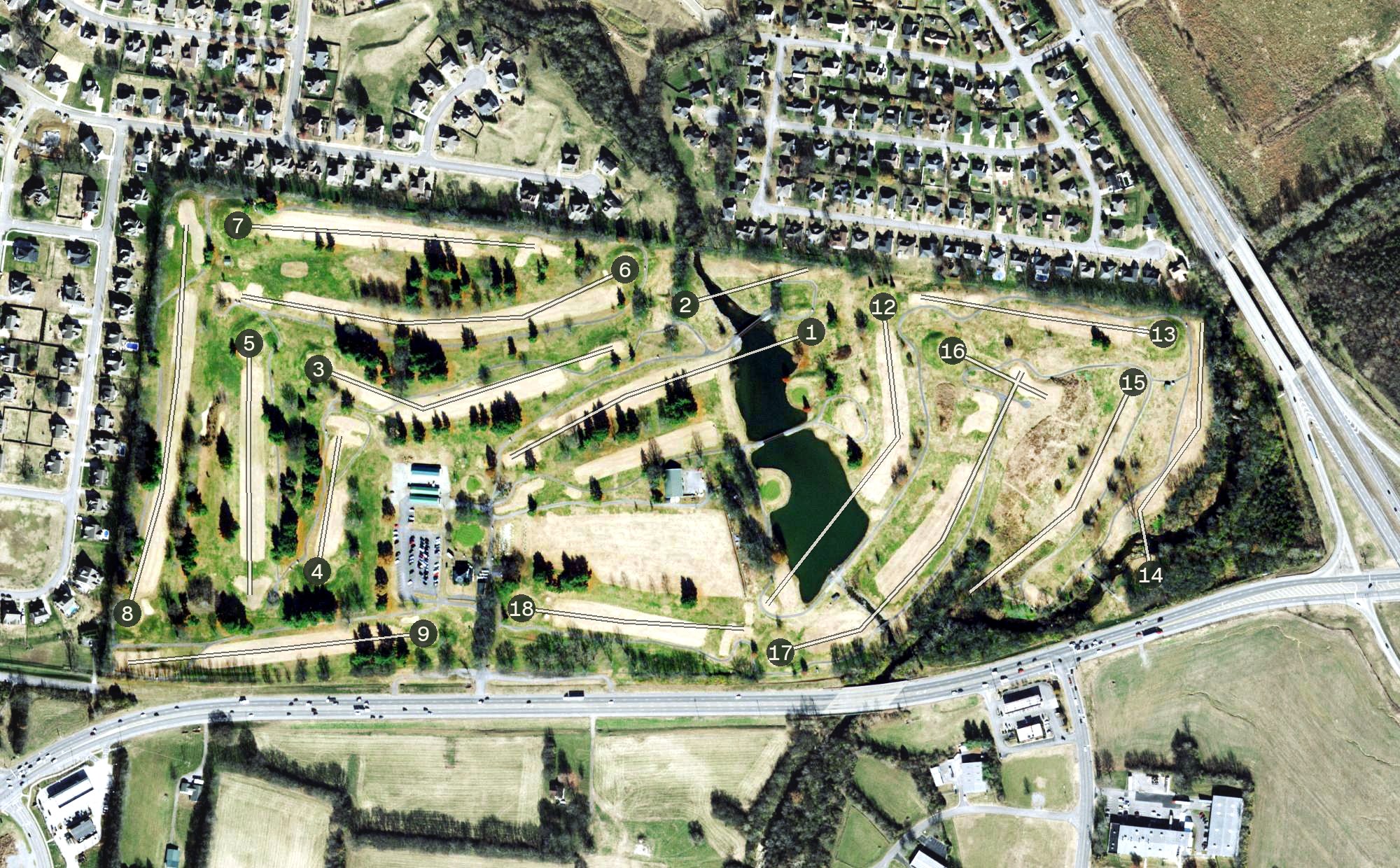 Aerial view of Long Hollow Golf Course, TN