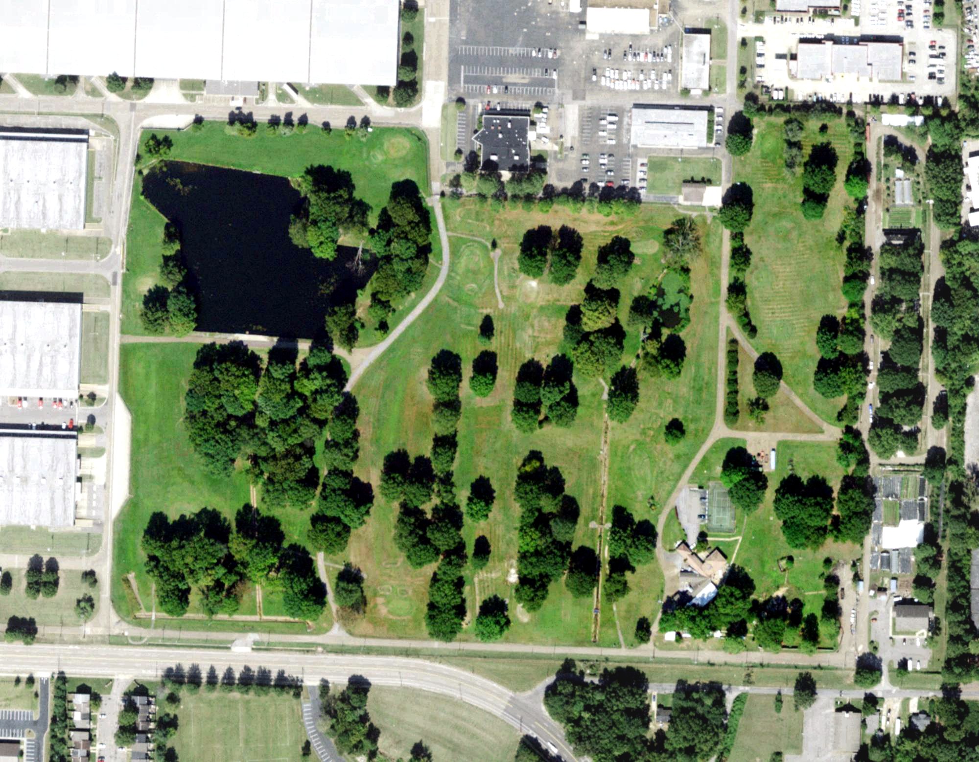 Aerial view of Memphis Athletic Ministries Park Golf Course, TN